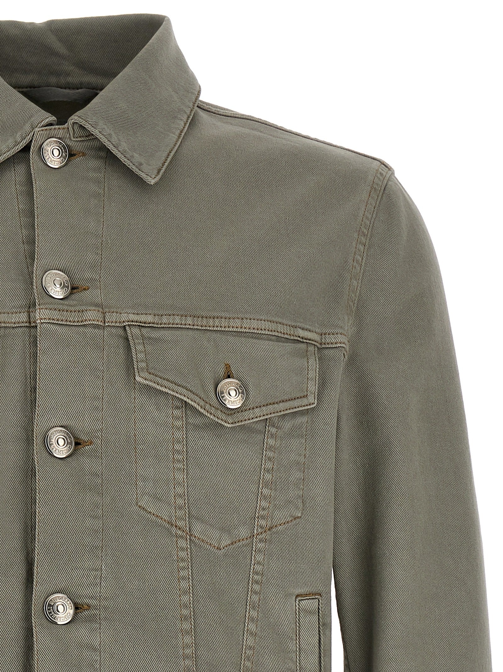 Brunello Cucinelli Gray Cotton Denim Jacket Brunello Cucinelli