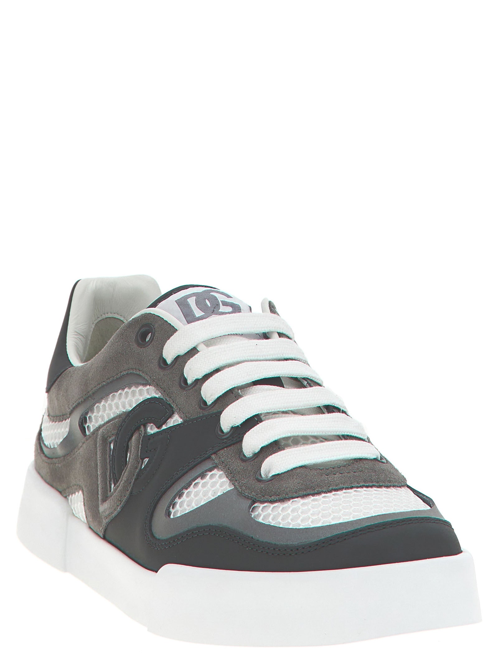 Dolce & Gabbana Gray Calfskin Athletic Sneakers Dolce & Gabbana