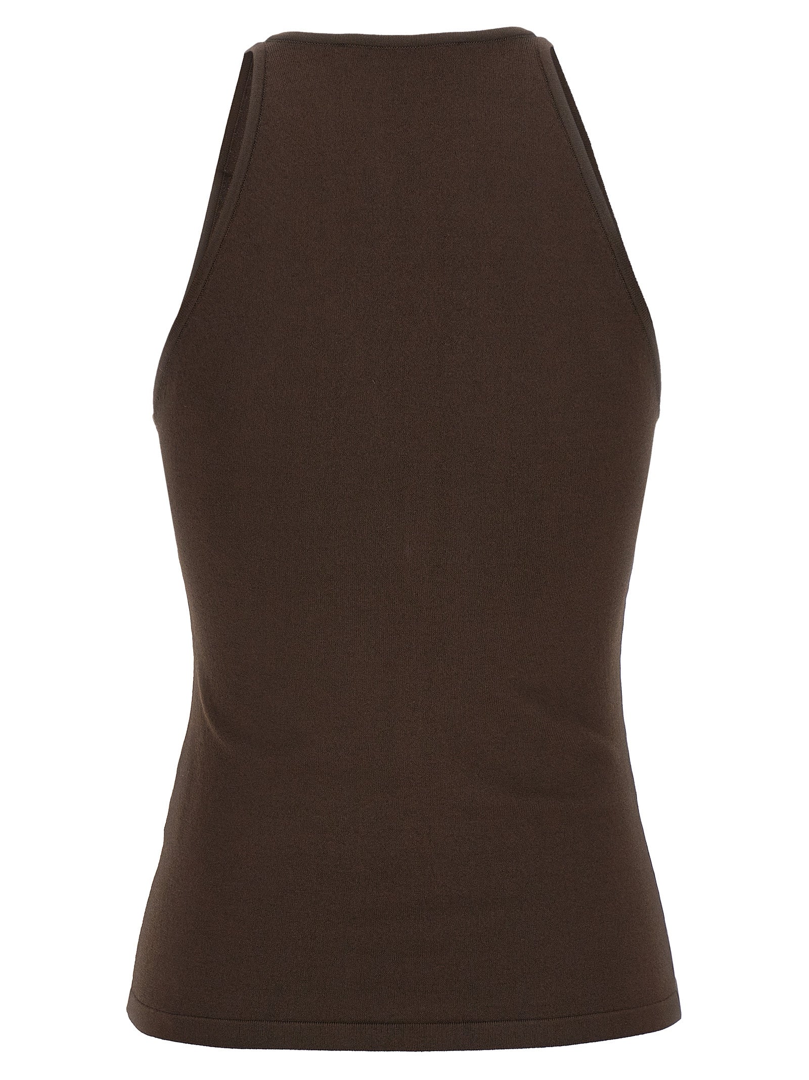 Max Mara Brown Viscose Sleeveles T-Shirt Max Mara