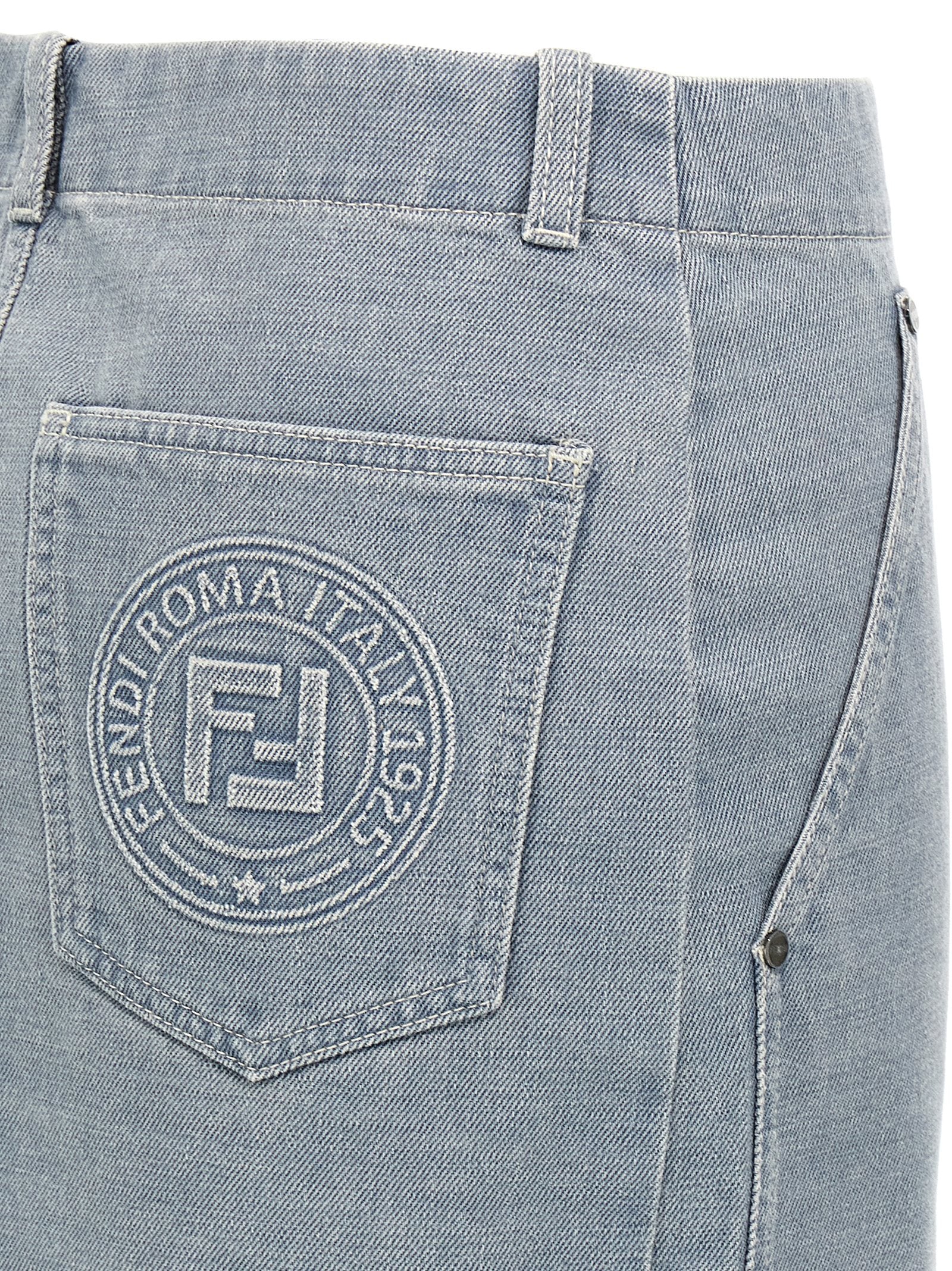 Fendi Gray Cotton Long Skirt Fendi