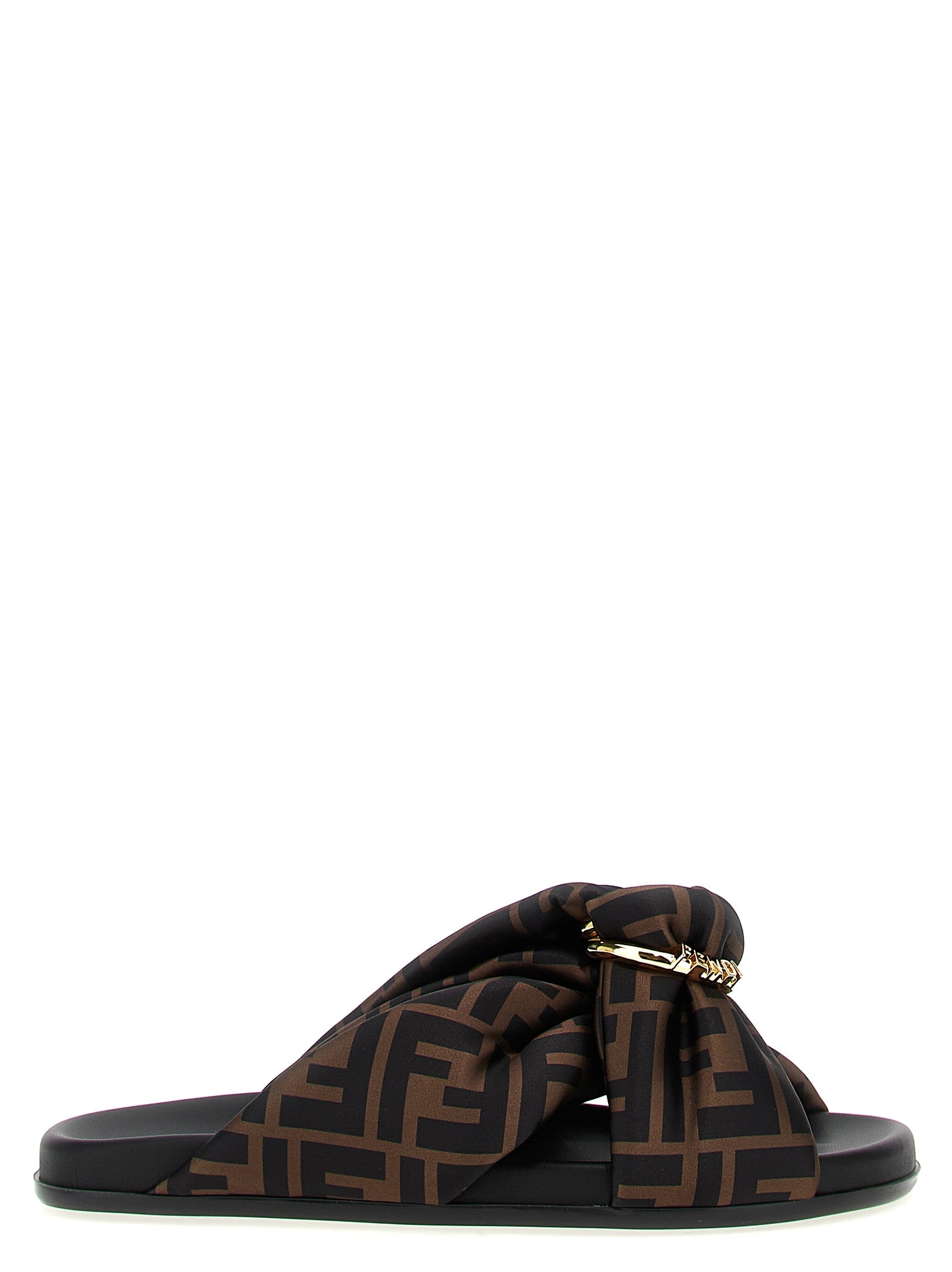 Fendi Brown Polyester Slides Fendi