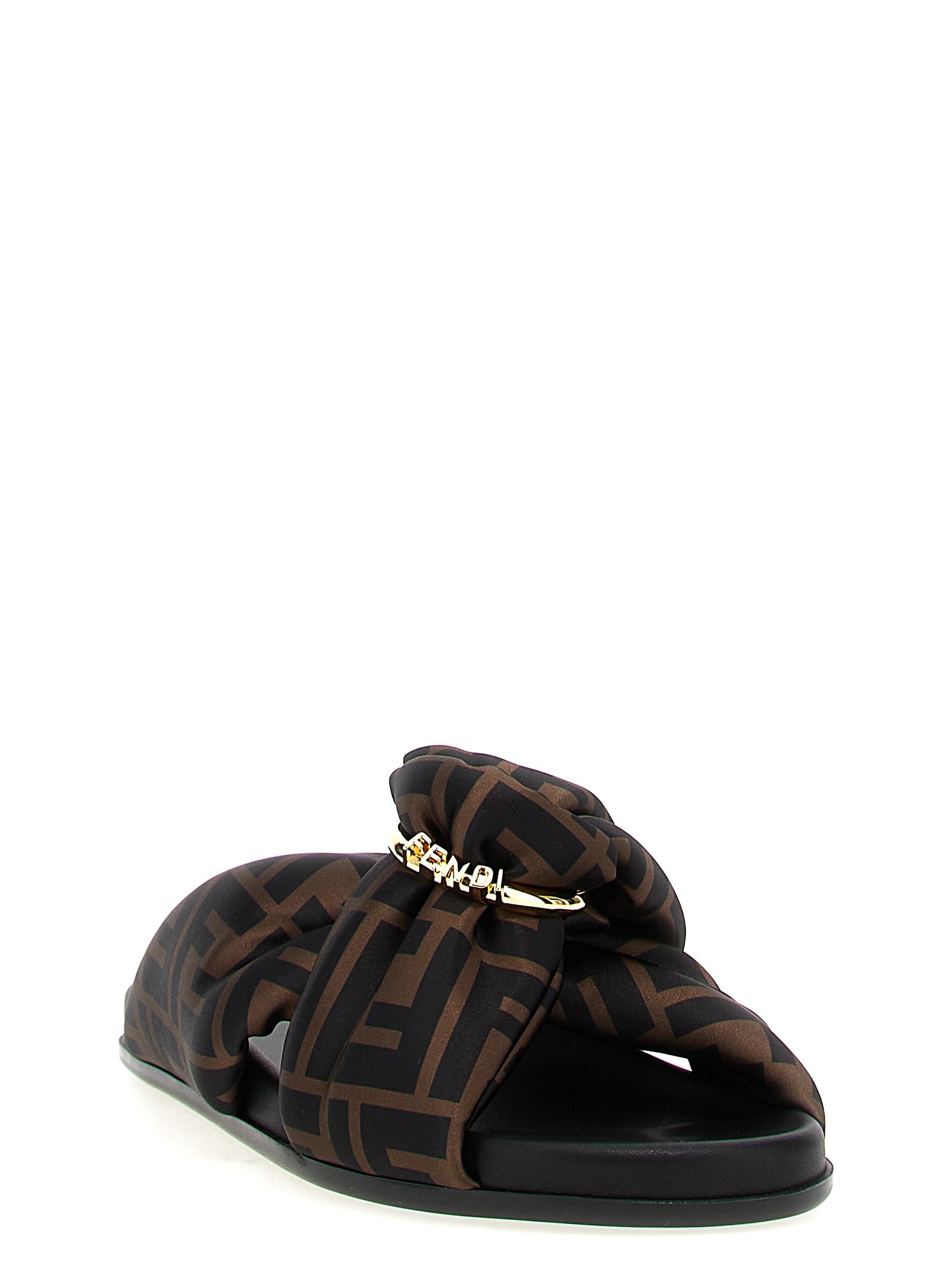 Fendi Brown Polyester Slides Fendi