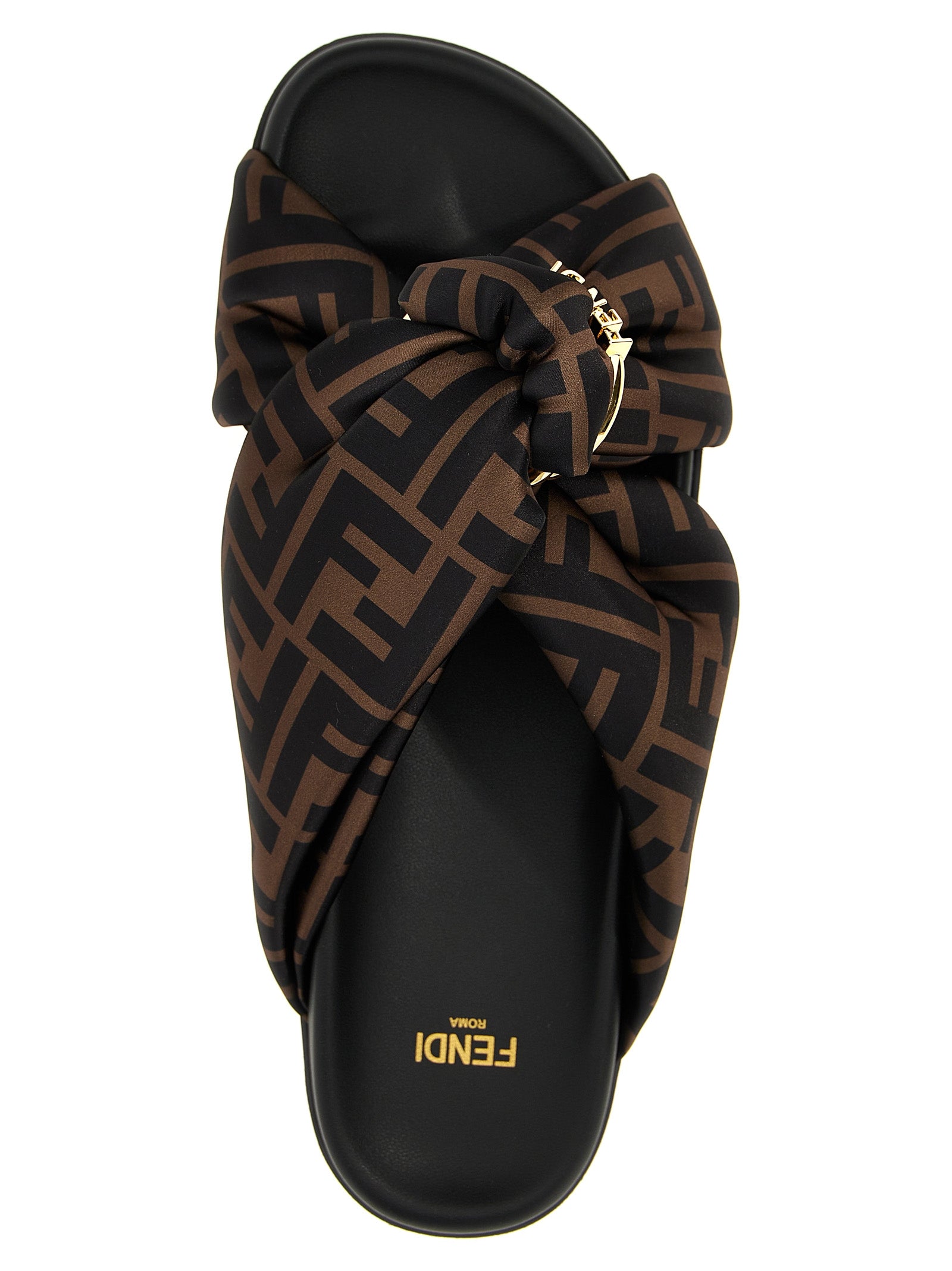 Fendi Brown Polyester Slides Fendi