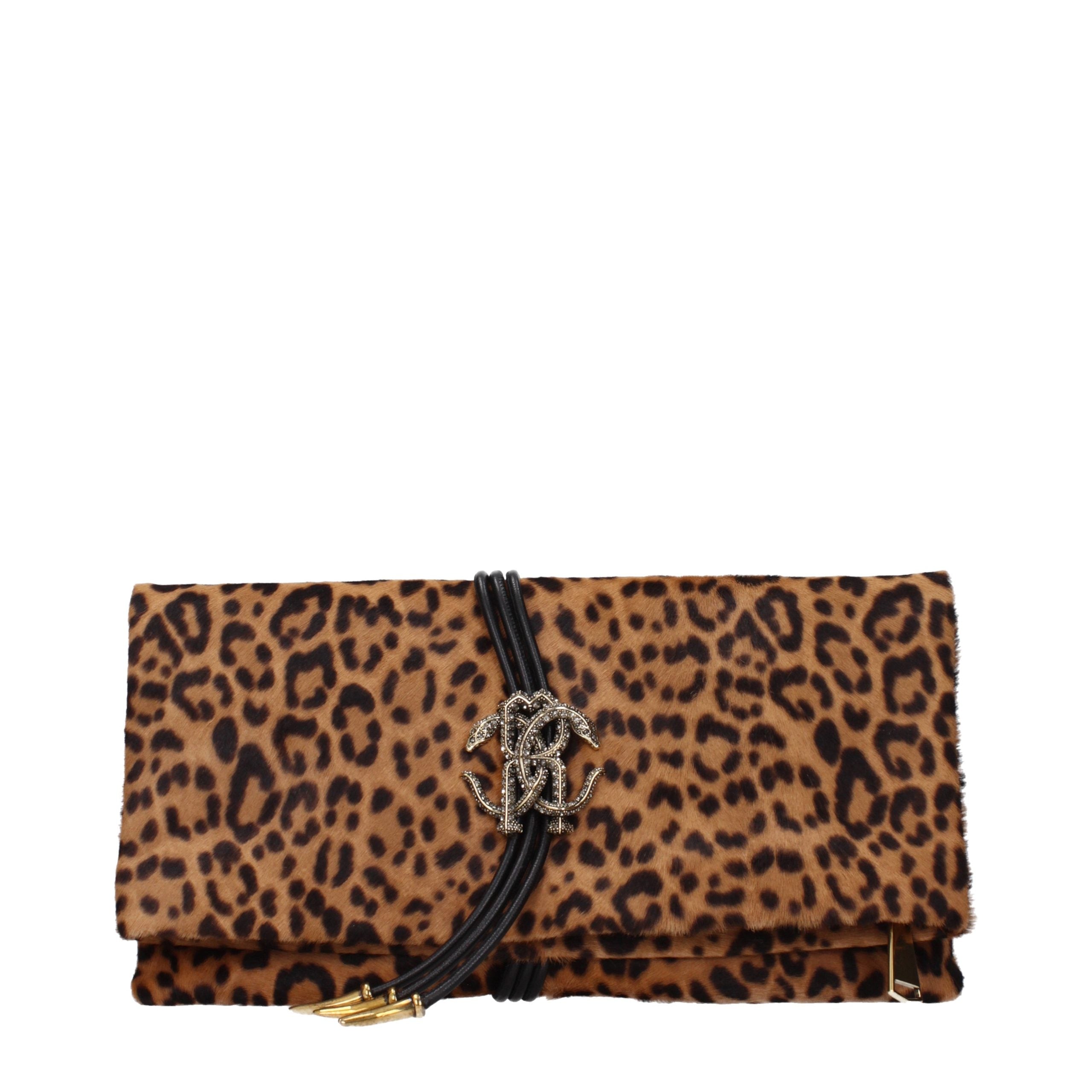 Roberto Cavalli Brown Horsehair Clutch Bag Roberto Cavalli