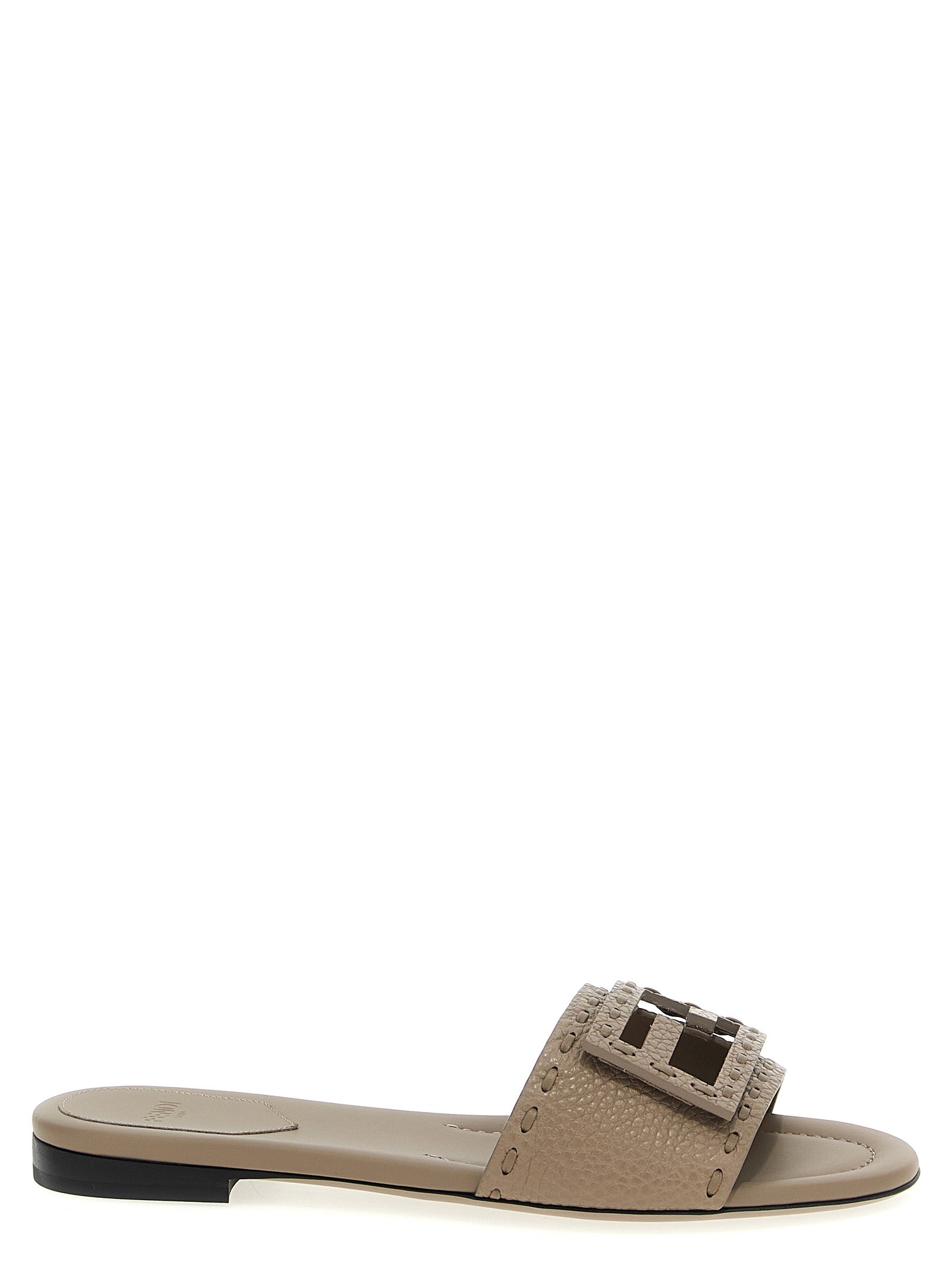 Fendi Gray Calfskin Slides Fendi