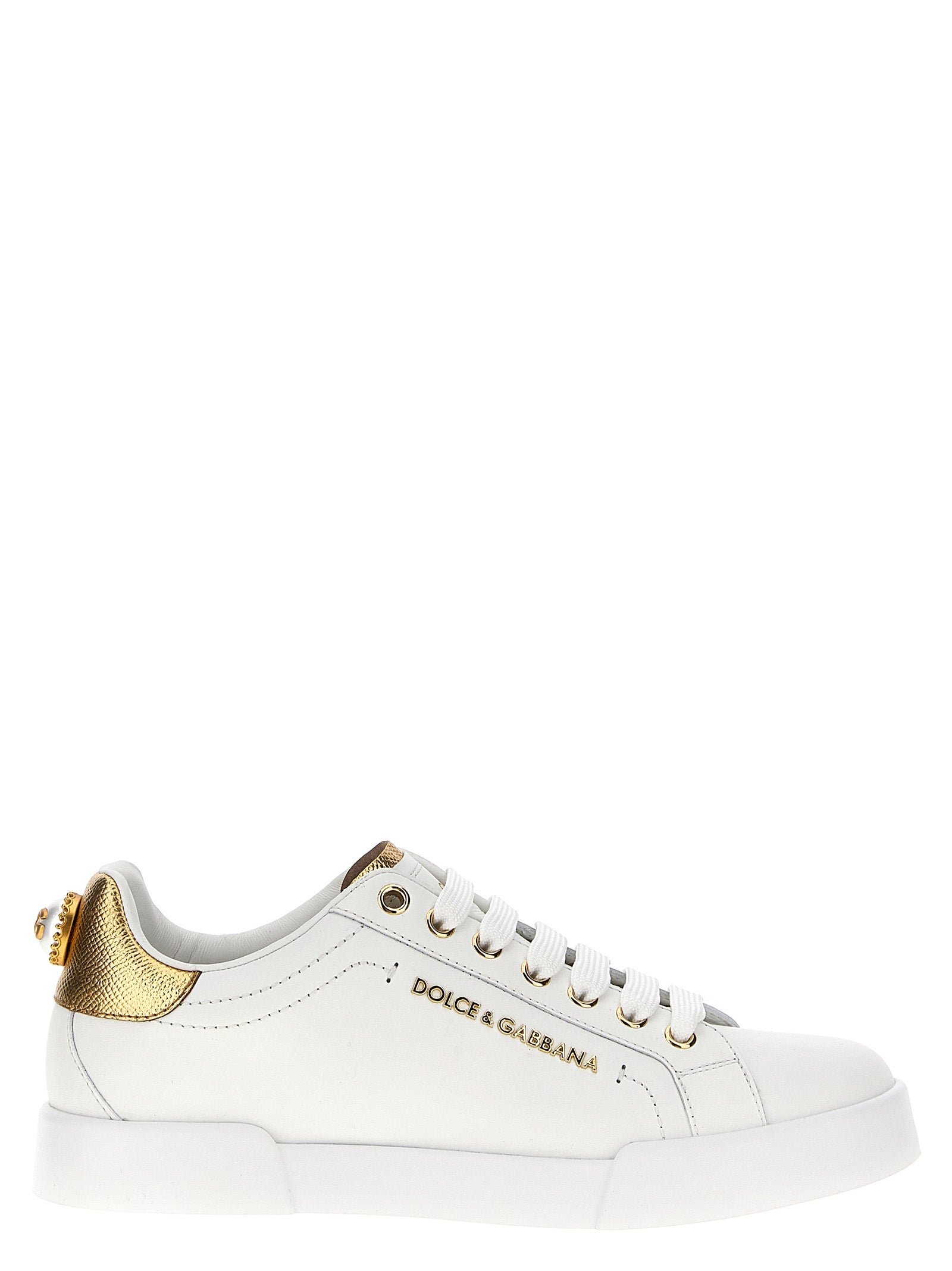 Dolce & Gabbana Gold Calfskin Low Top Sneakers Dolce & Gabbana