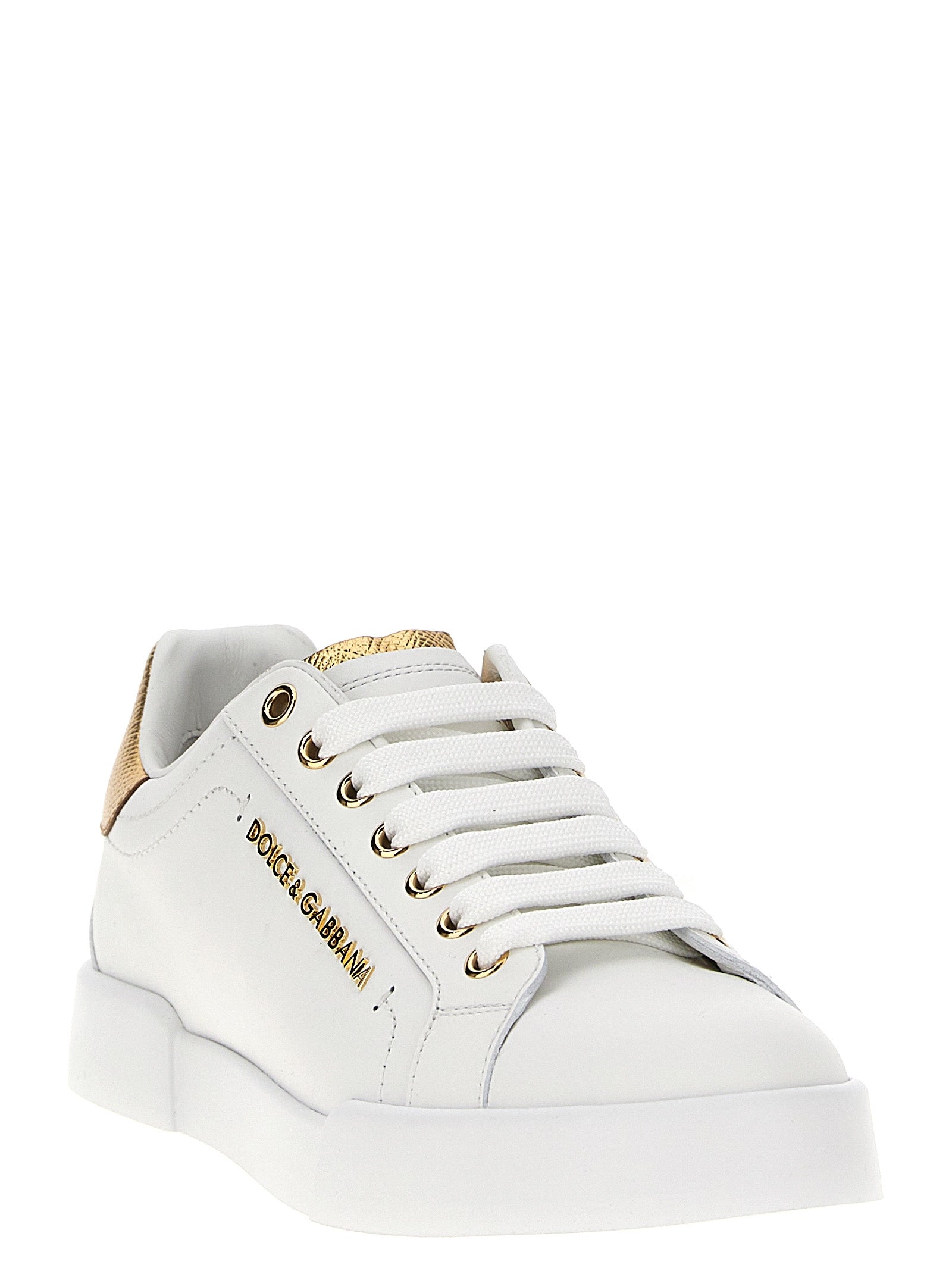 Dolce & Gabbana Gold Calfskin Low Top Sneakers Dolce & Gabbana