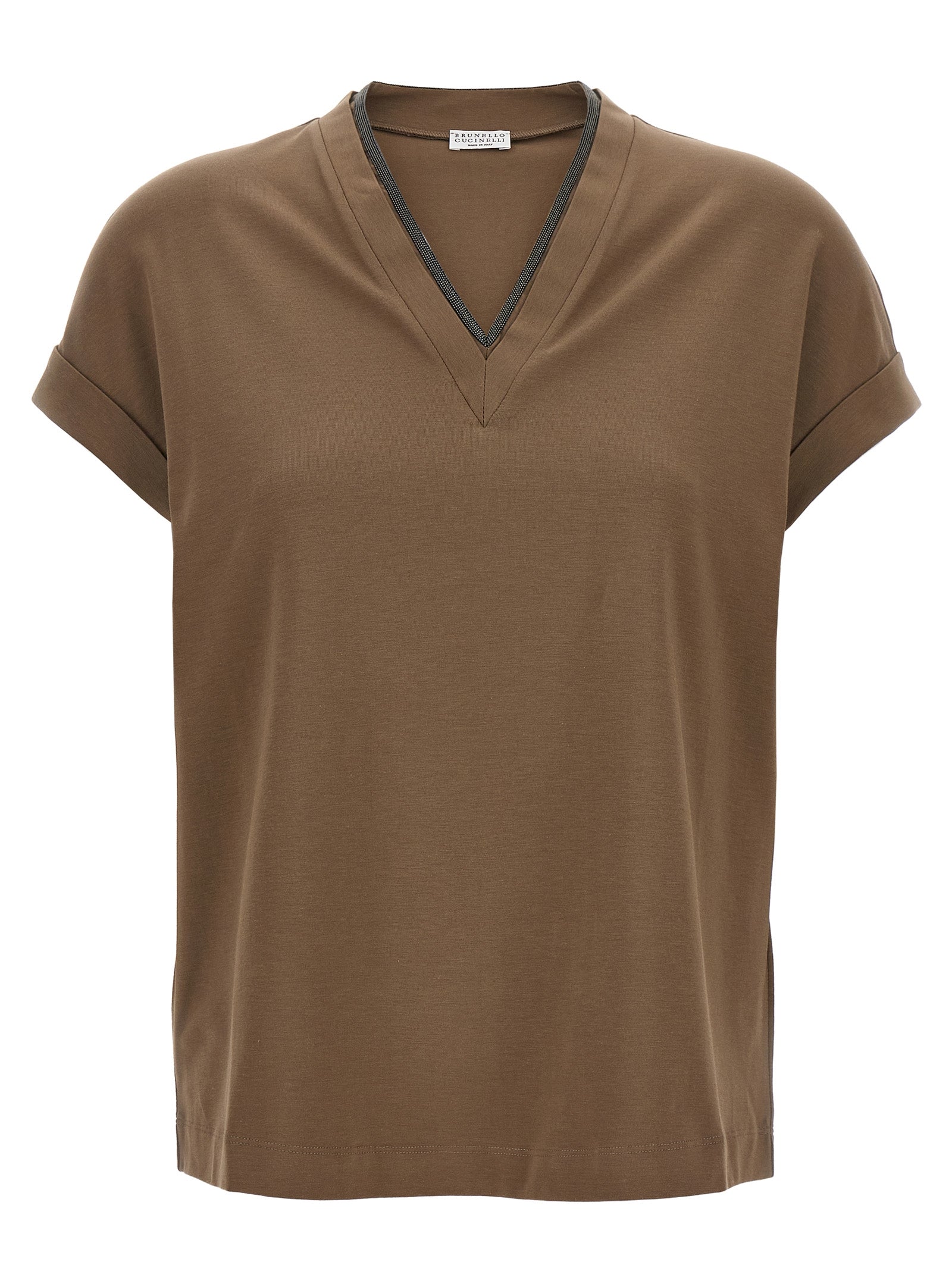 Brunello Cucinelli Brown Cotton T-Shirt Brunello Cucinelli