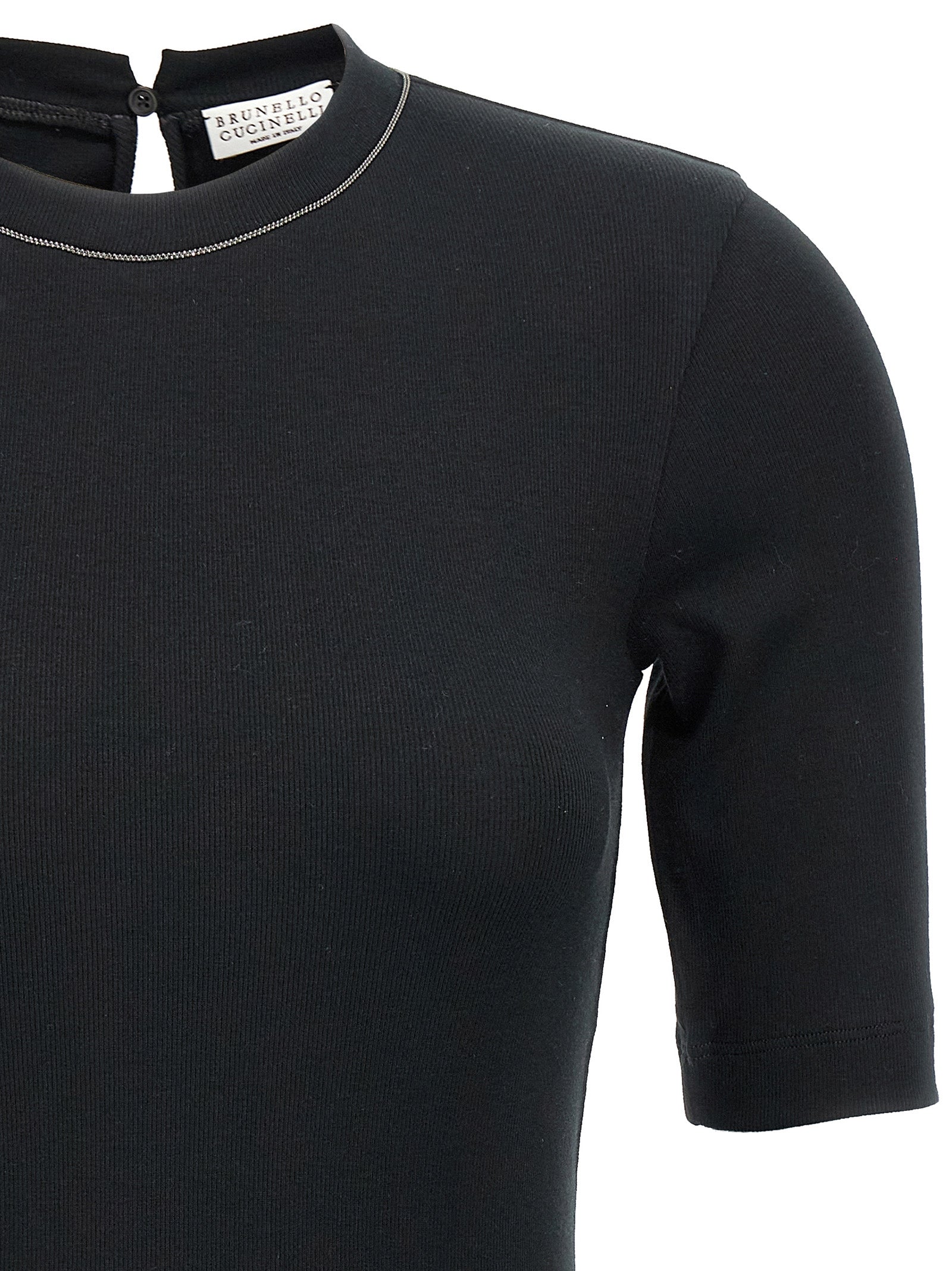 Brunello Cucinelli Black Cotton T-Shirt Brunello Cucinelli