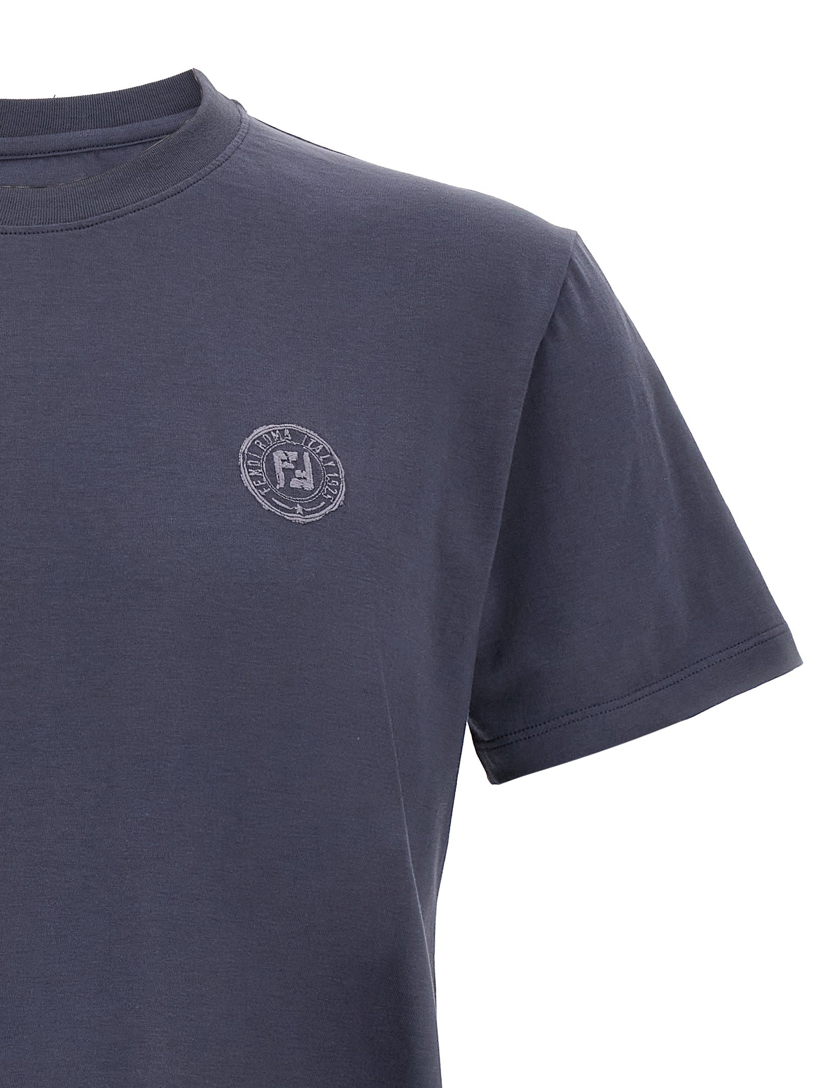 Fendi Blue Cotton T-Shirt Fendi