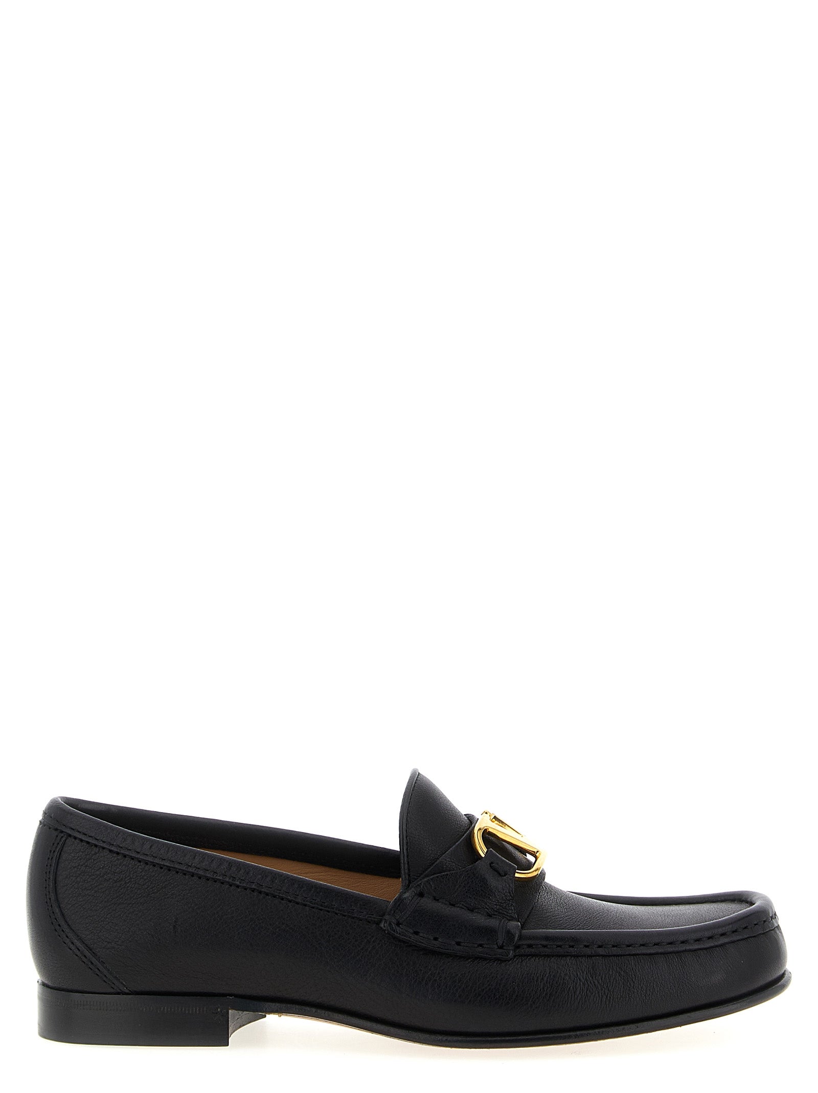 Valentino Garavani Black Buffalo Leather Slip-On Loafers Valentino Garavani
