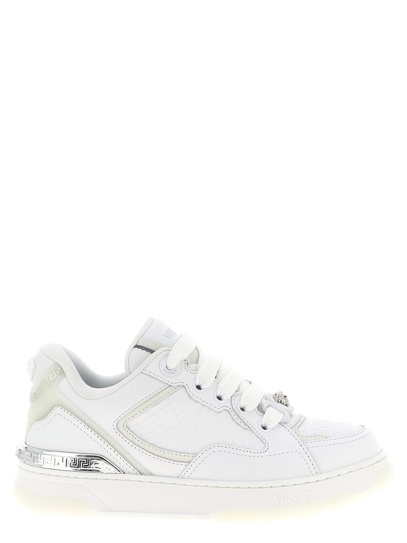 Versace White Calfskin Low Top Sneakers Versace