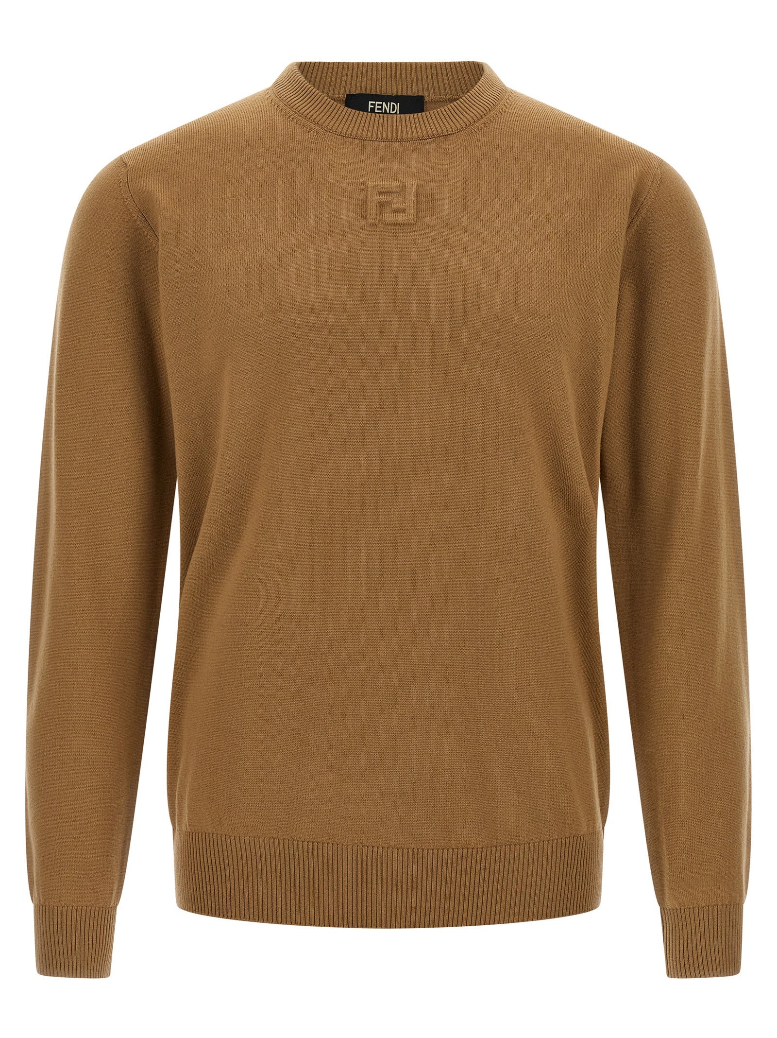 Fendi Beige Virgin Wool Cardigan Fendi