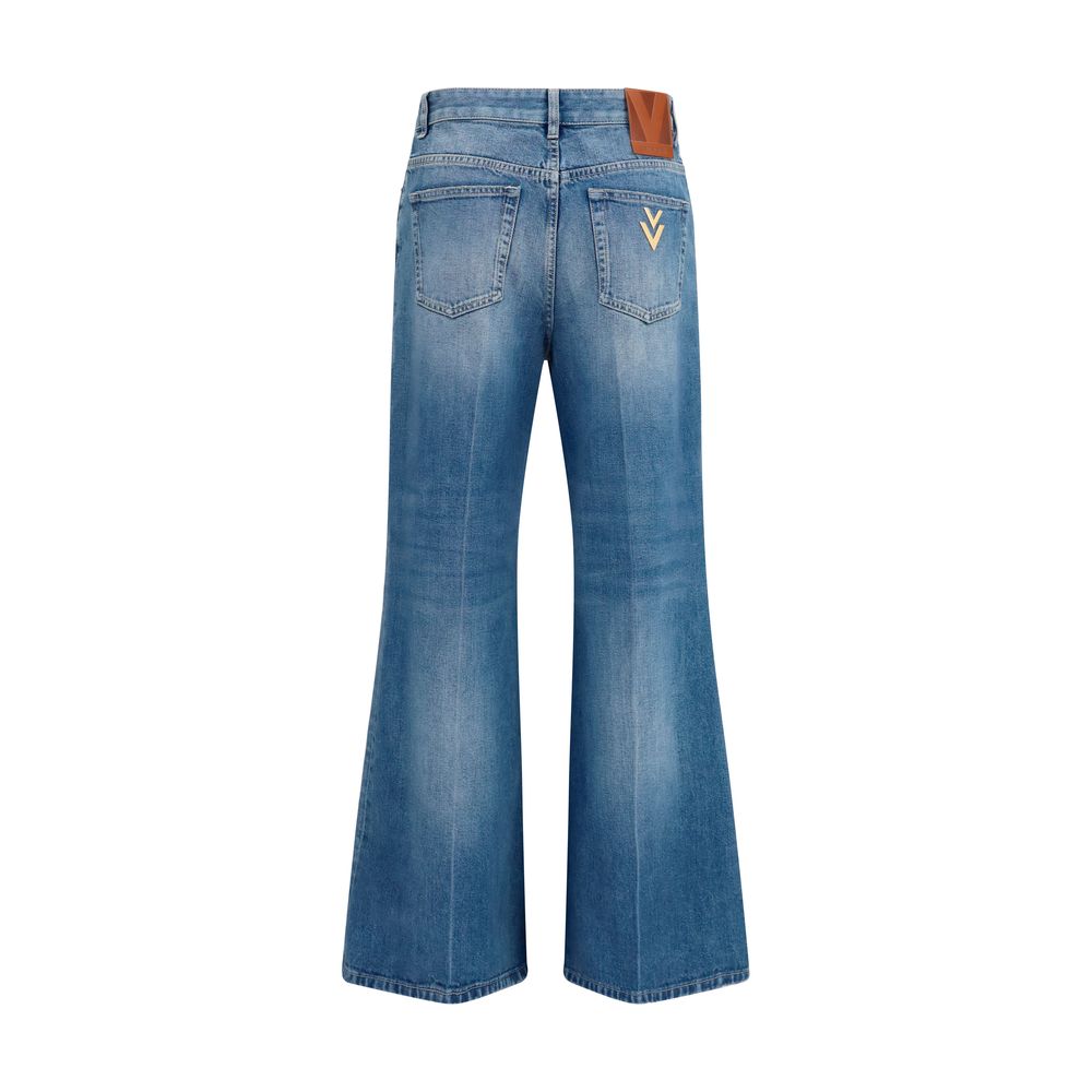 Valentino Blue Cotton Straight-Leg Jeans Valentino
