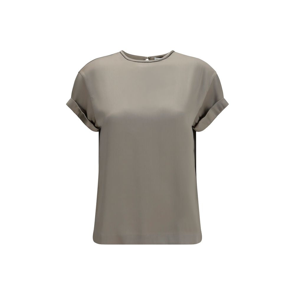 Brunello Cucinelli Beige Elastane Blouse Brunello Cucinelli