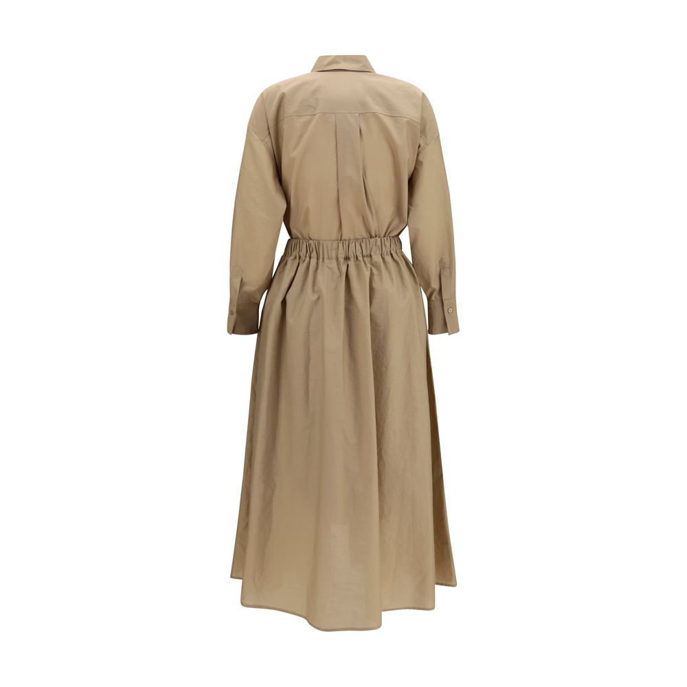 Brunello Cucinelli Beige Cotton Casual Dress Brunello Cucinelli