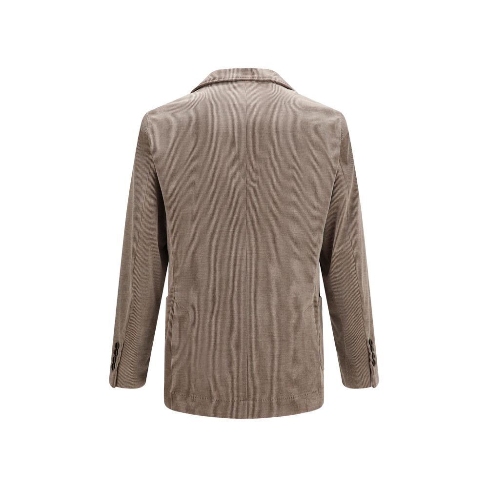 Brunello Cucinelli Gray Cotton Full-Length Jacket Brunello Cucinelli