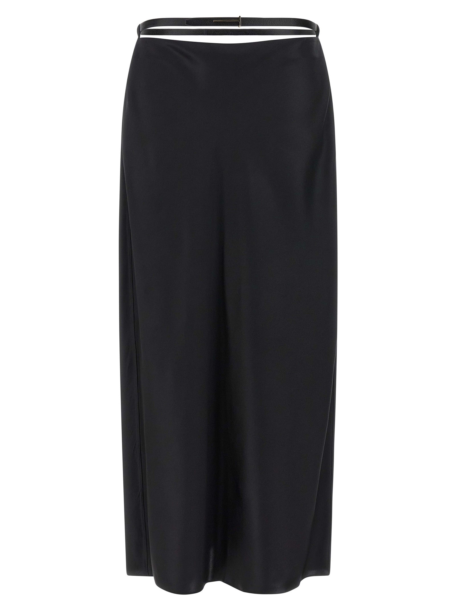 Tom Ford Black Silk Midi Skirt Tom Ford