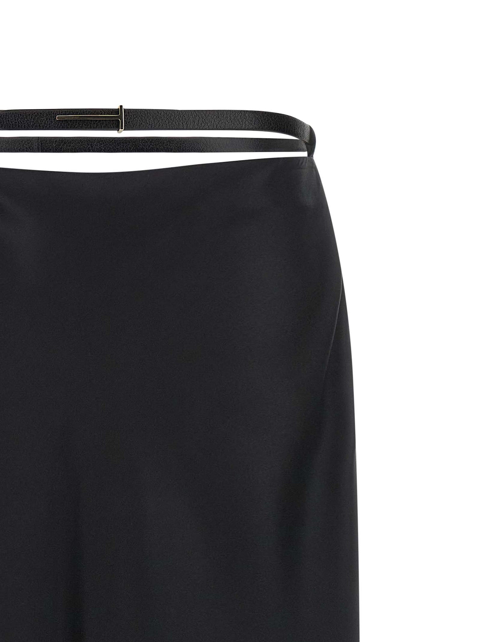 Tom Ford Black Silk Midi Skirt Tom Ford