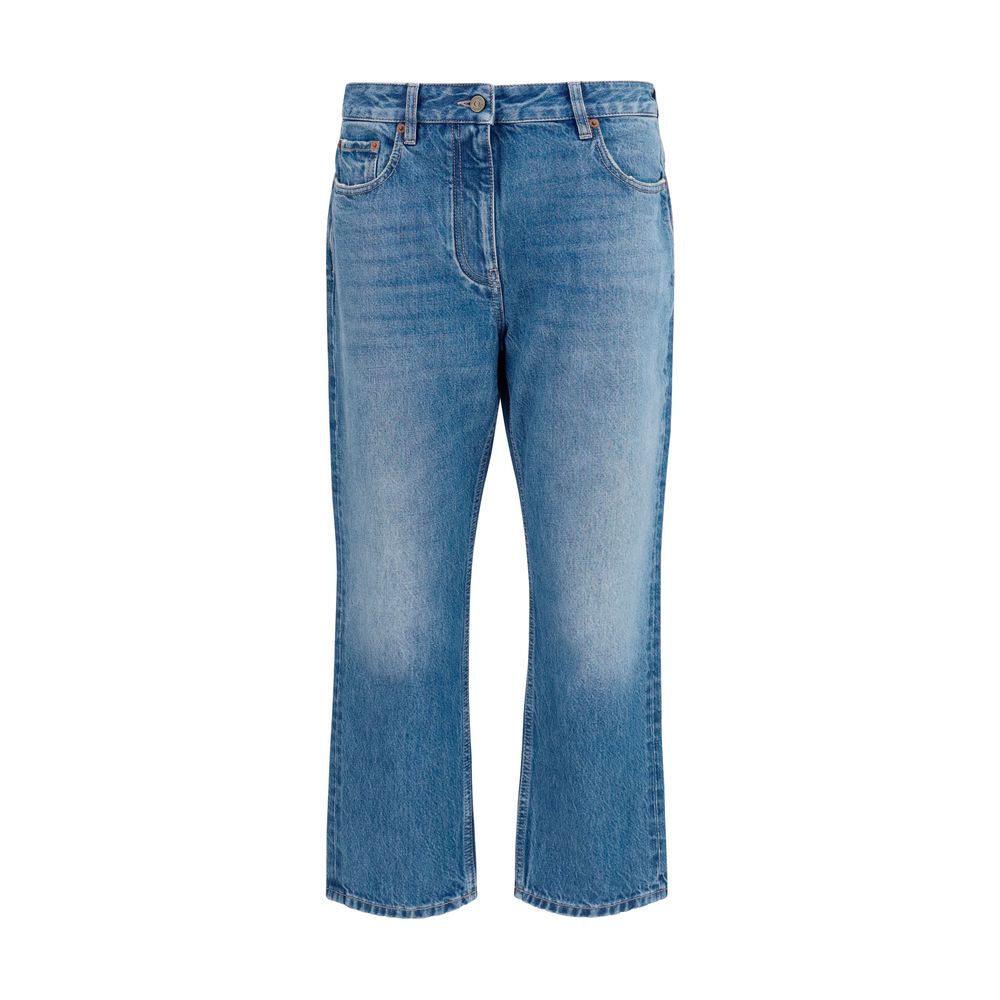 Valentino Blue Cotton Straight-Leg Jeans Valentino