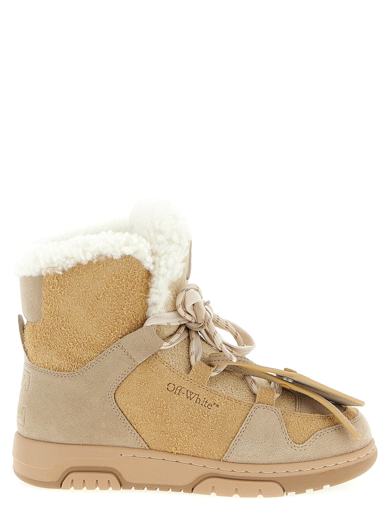 Off-White Beige Calfskin Ankle Boots Off-White
