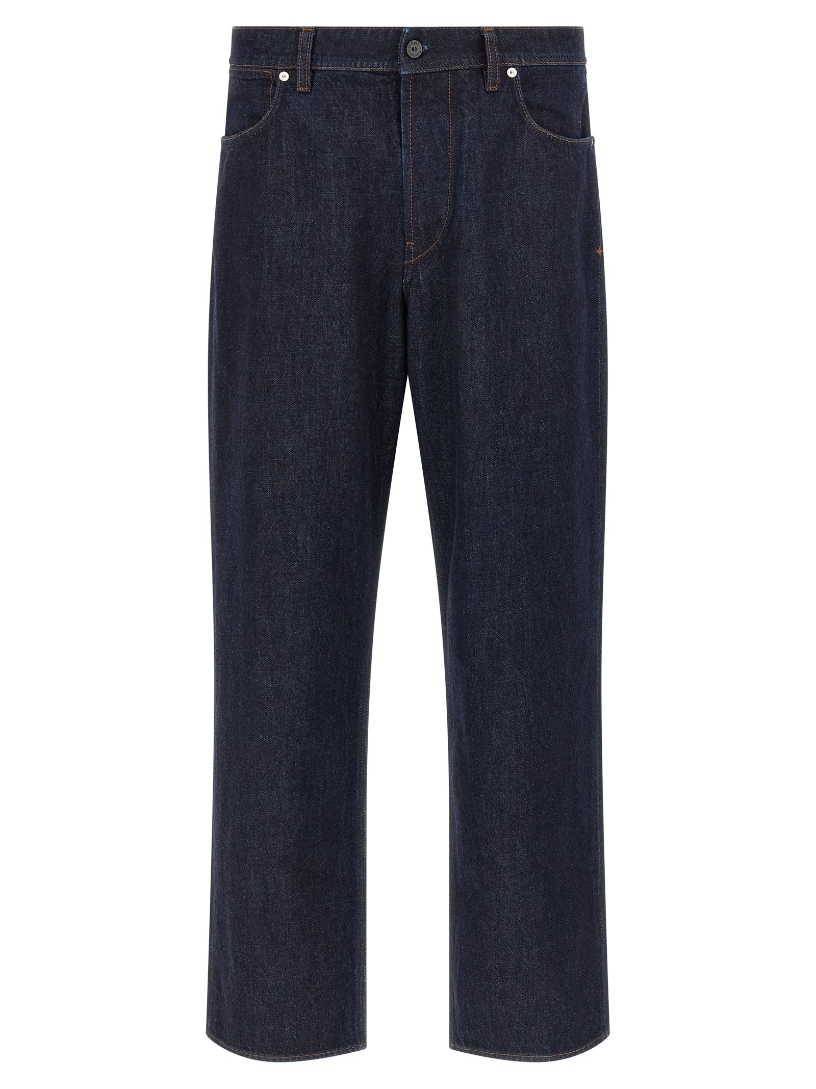 Stone Island Blue Cotton Straight-Leg Jeans Stone Island