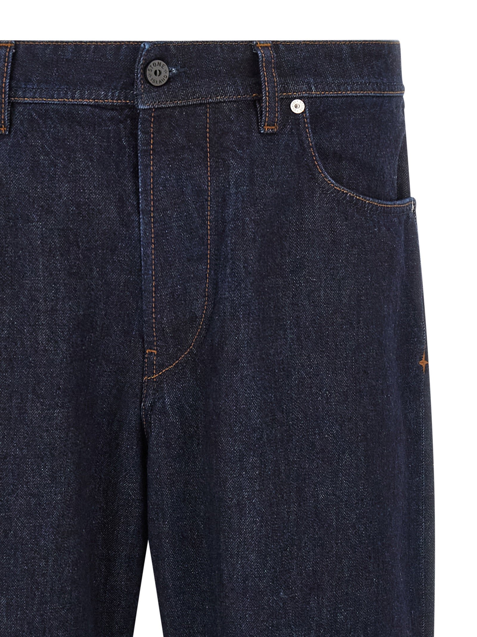 Stone Island Blue Cotton Straight-Leg Jeans Stone Island
