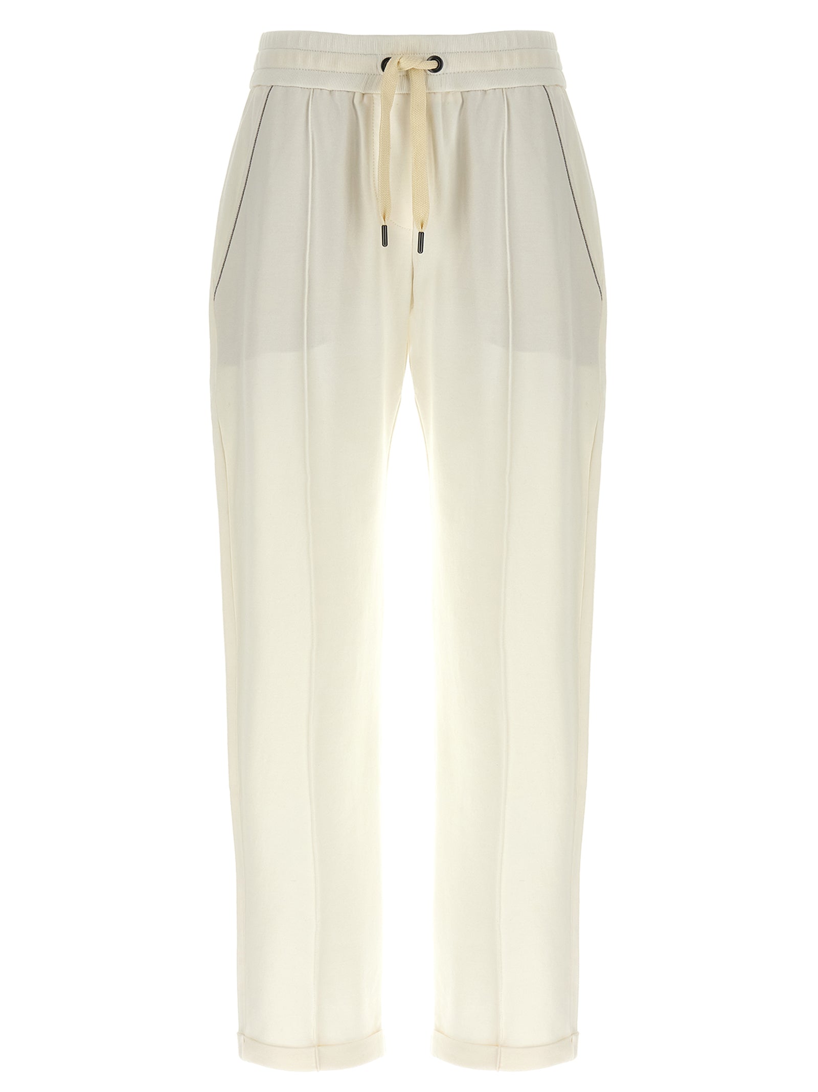 Brunello Cucinelli White Cotton Joggers (Workout Pants) Brunello Cucinelli