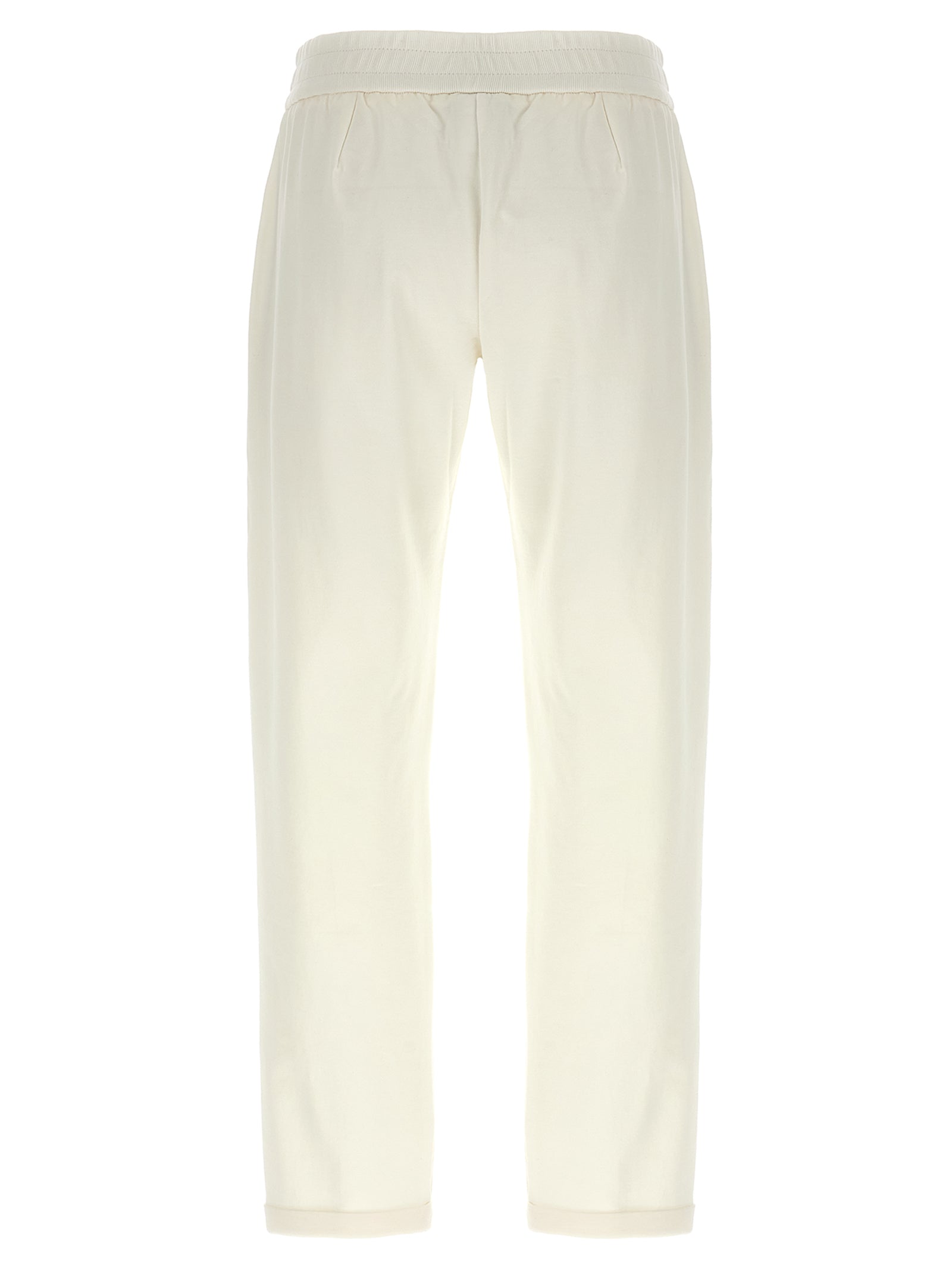 Brunello Cucinelli White Cotton Joggers (Workout Pants) Brunello Cucinelli