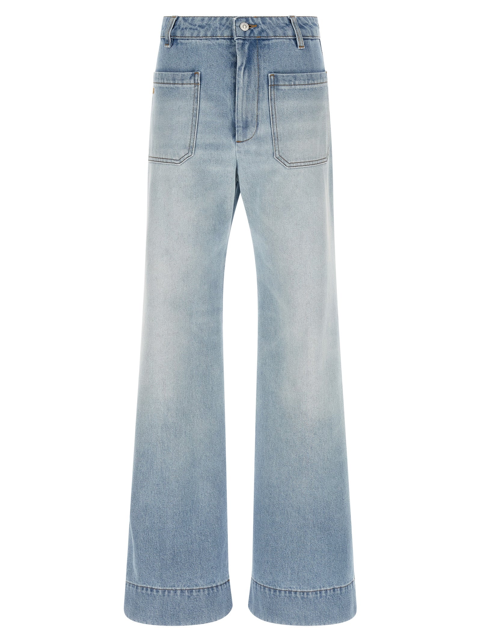 Victoria Beckham Blue Cotton Flared Jeans