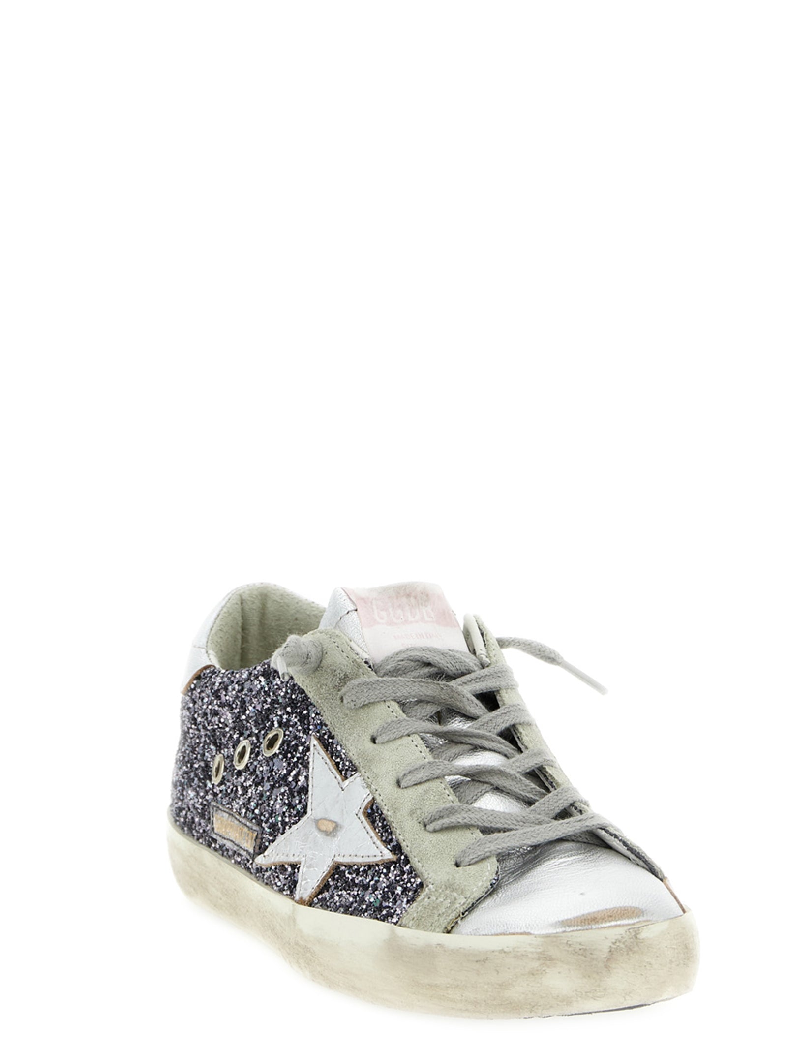 Golden Goose Silver Leather Low Top Sneakers Golden Goose