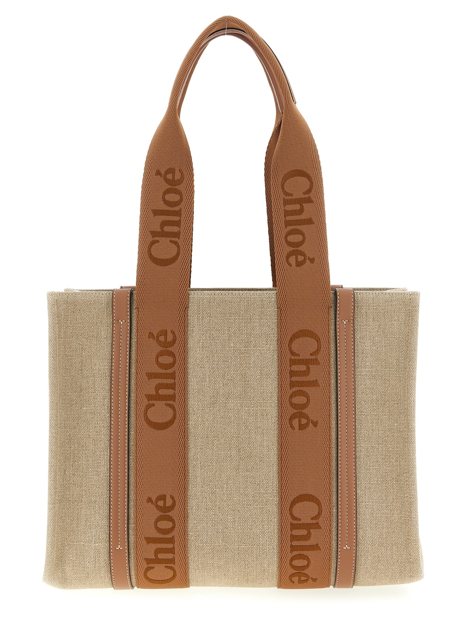 Chloé Brown Linen Tote Bag Chloé