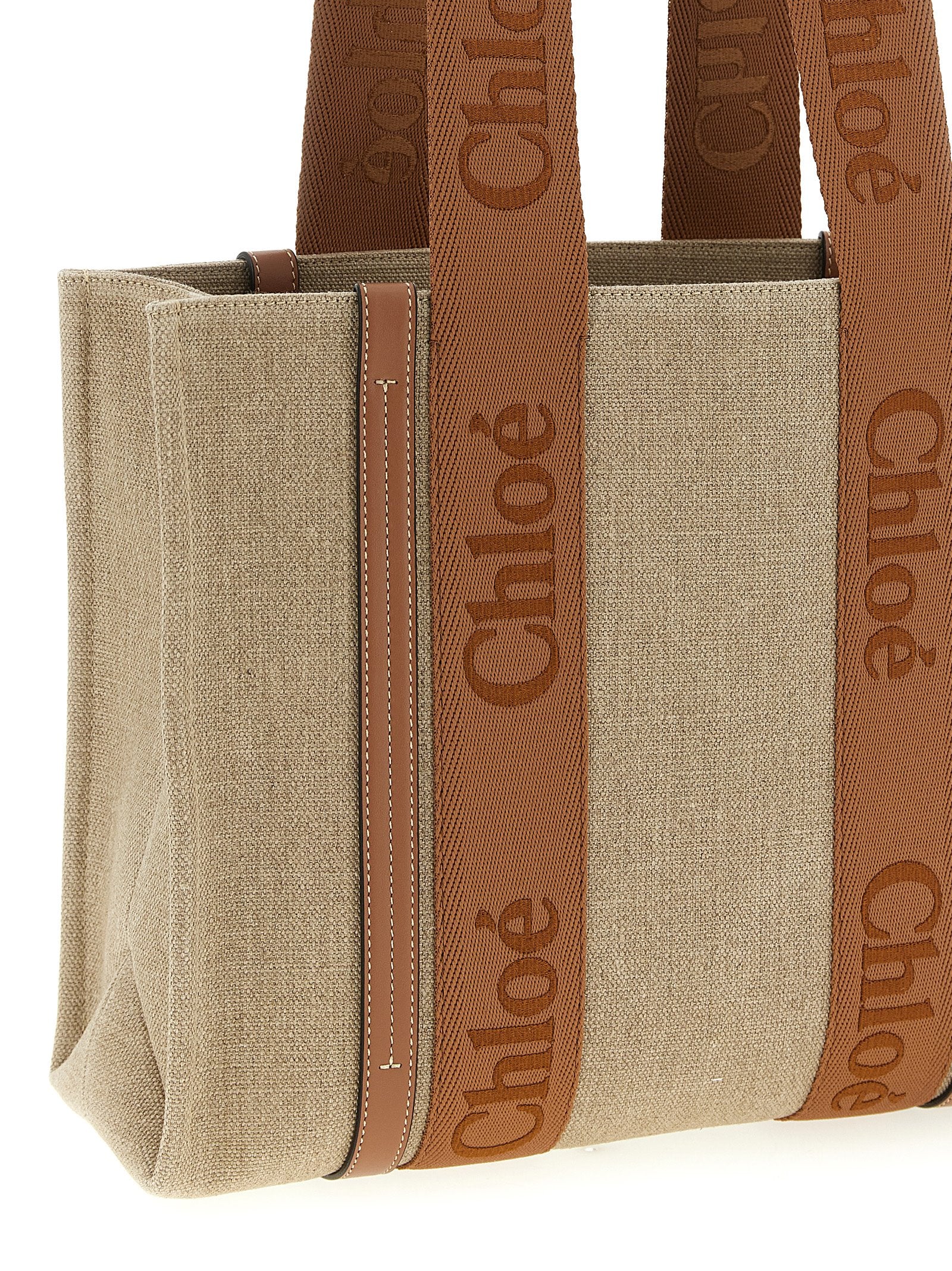 Chloé Brown Linen Tote Bag Chloé