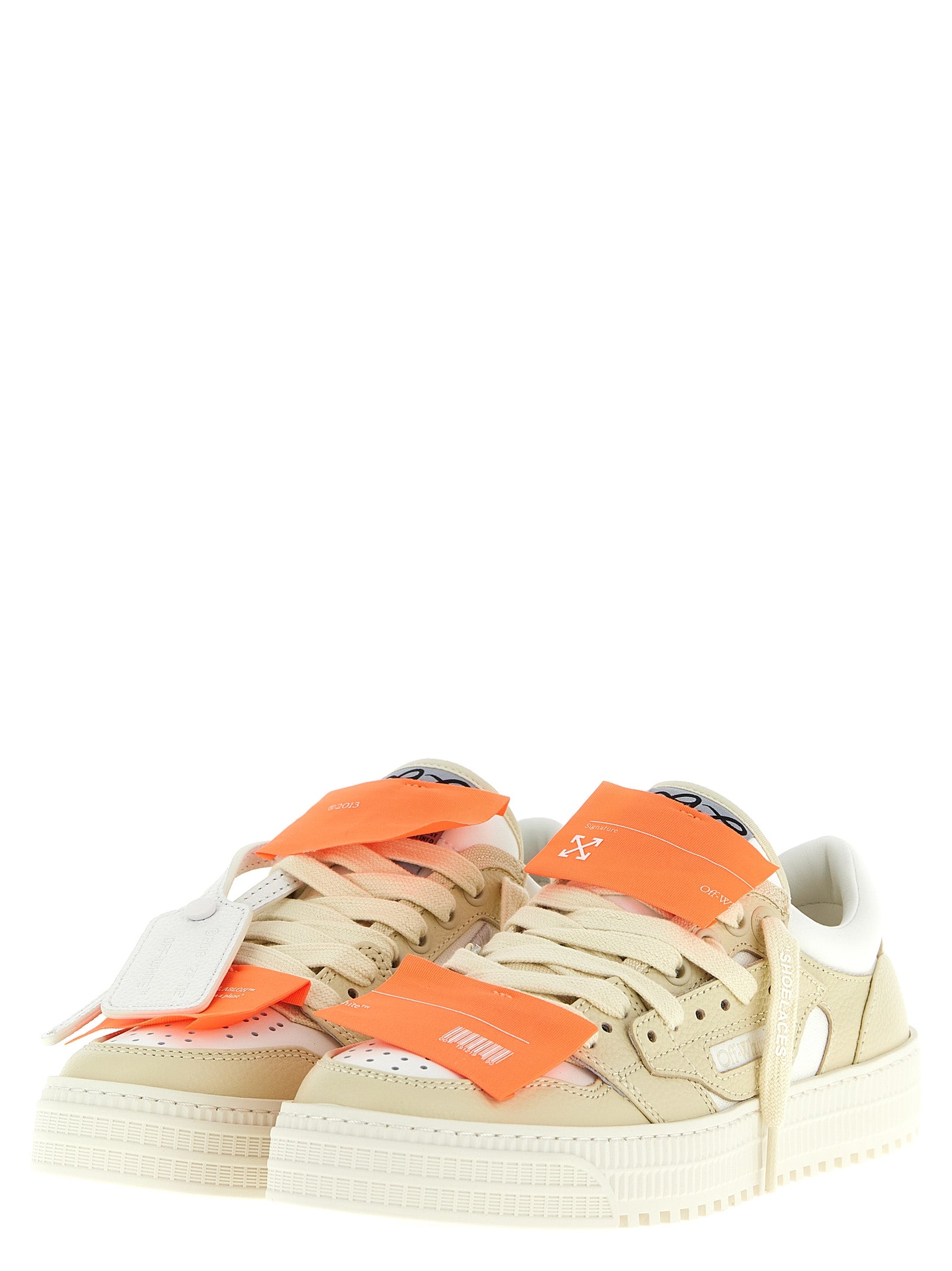 Off-White Beige Leather Low Top Sneakers Off-White