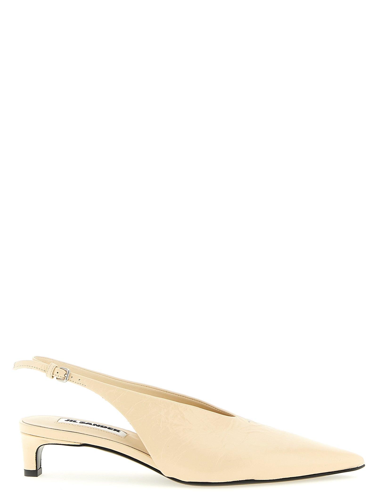 Jil Sander Beige Calfskin Mid Heel Pumps Jil Sander