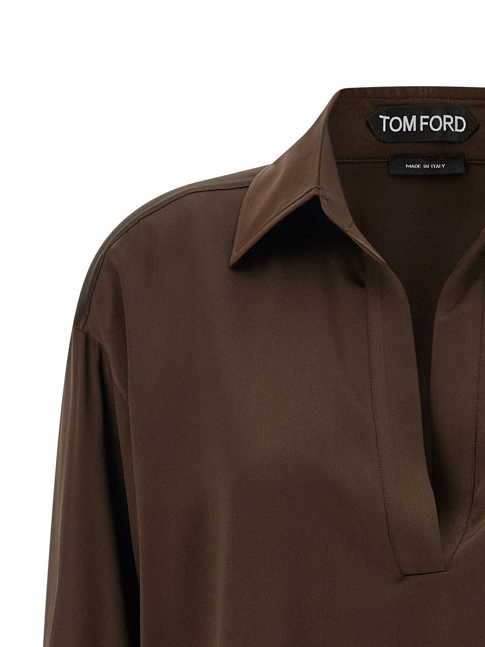 Tom Ford Brown Silk Polo Shirt Tom Ford