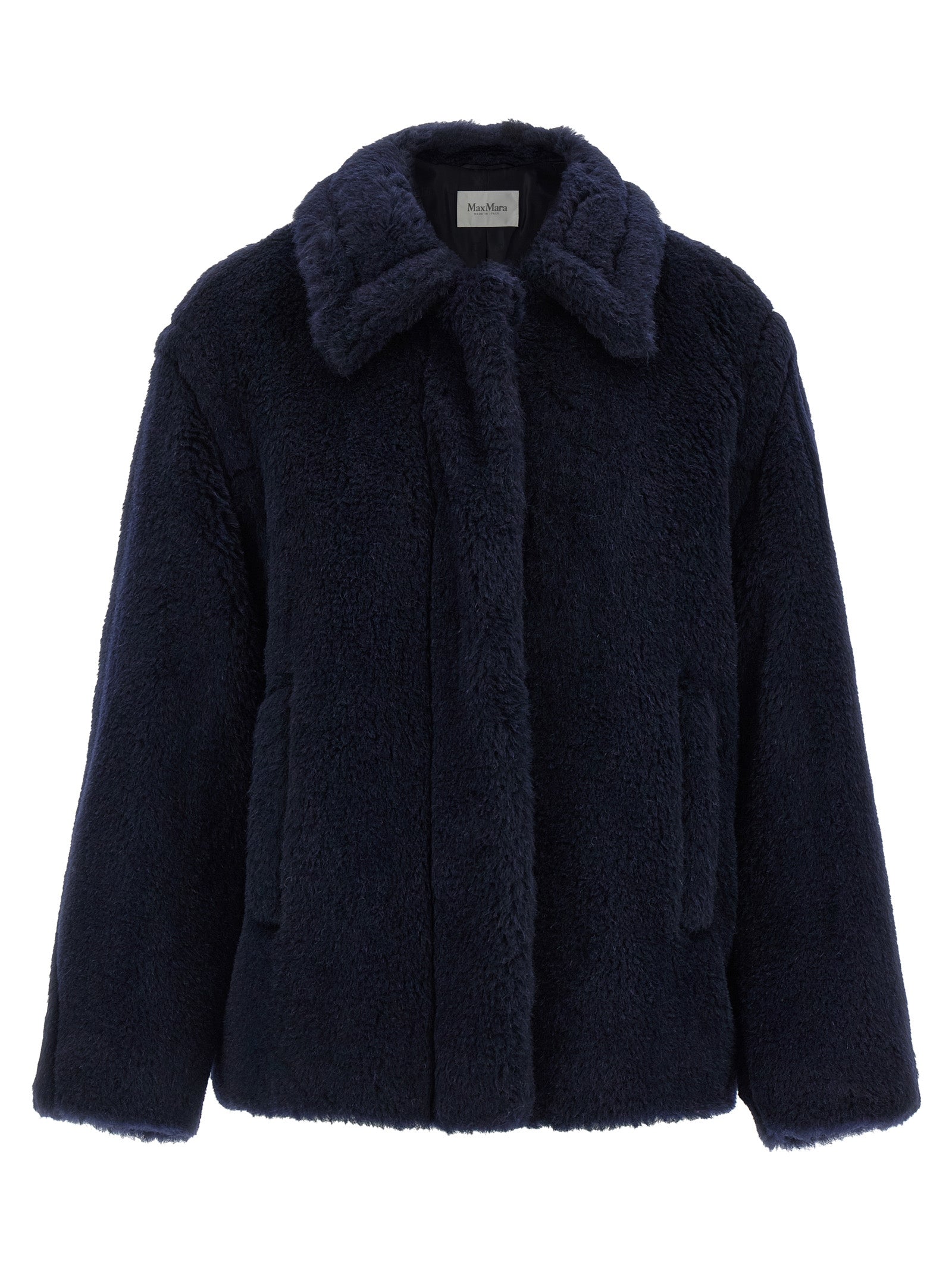 Max Mara Blue Alpaca Leather Coat Max Mara