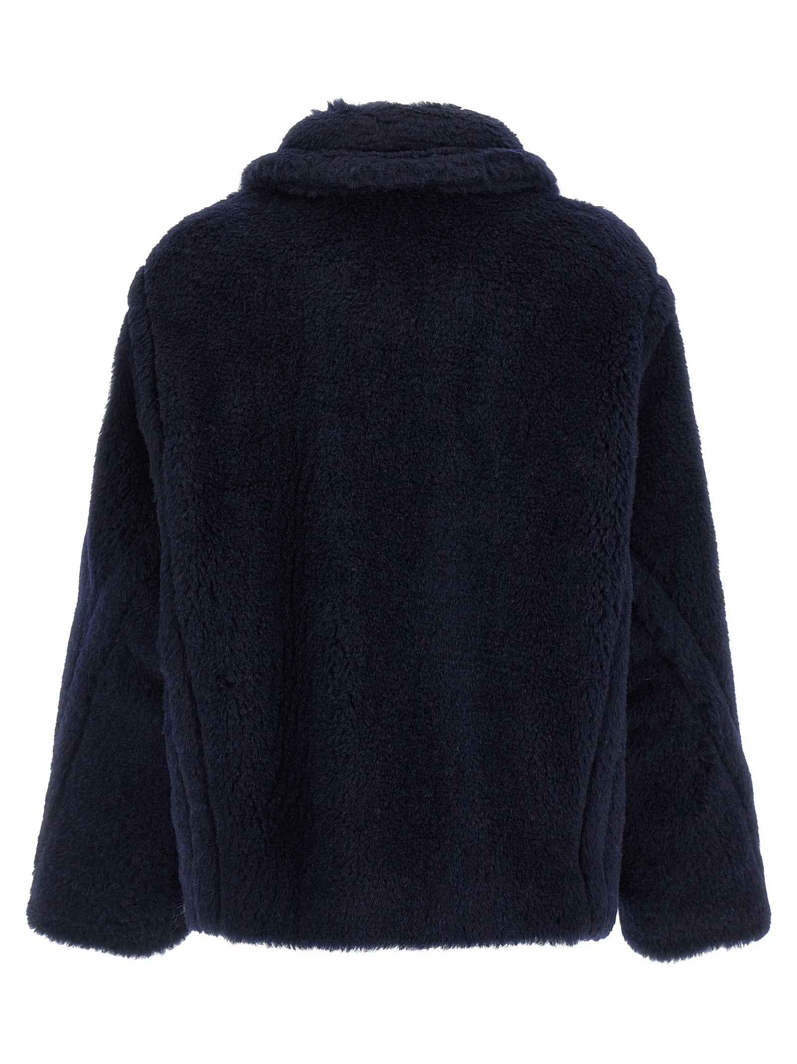 Max Mara Blue Alpaca Leather Coat Max Mara