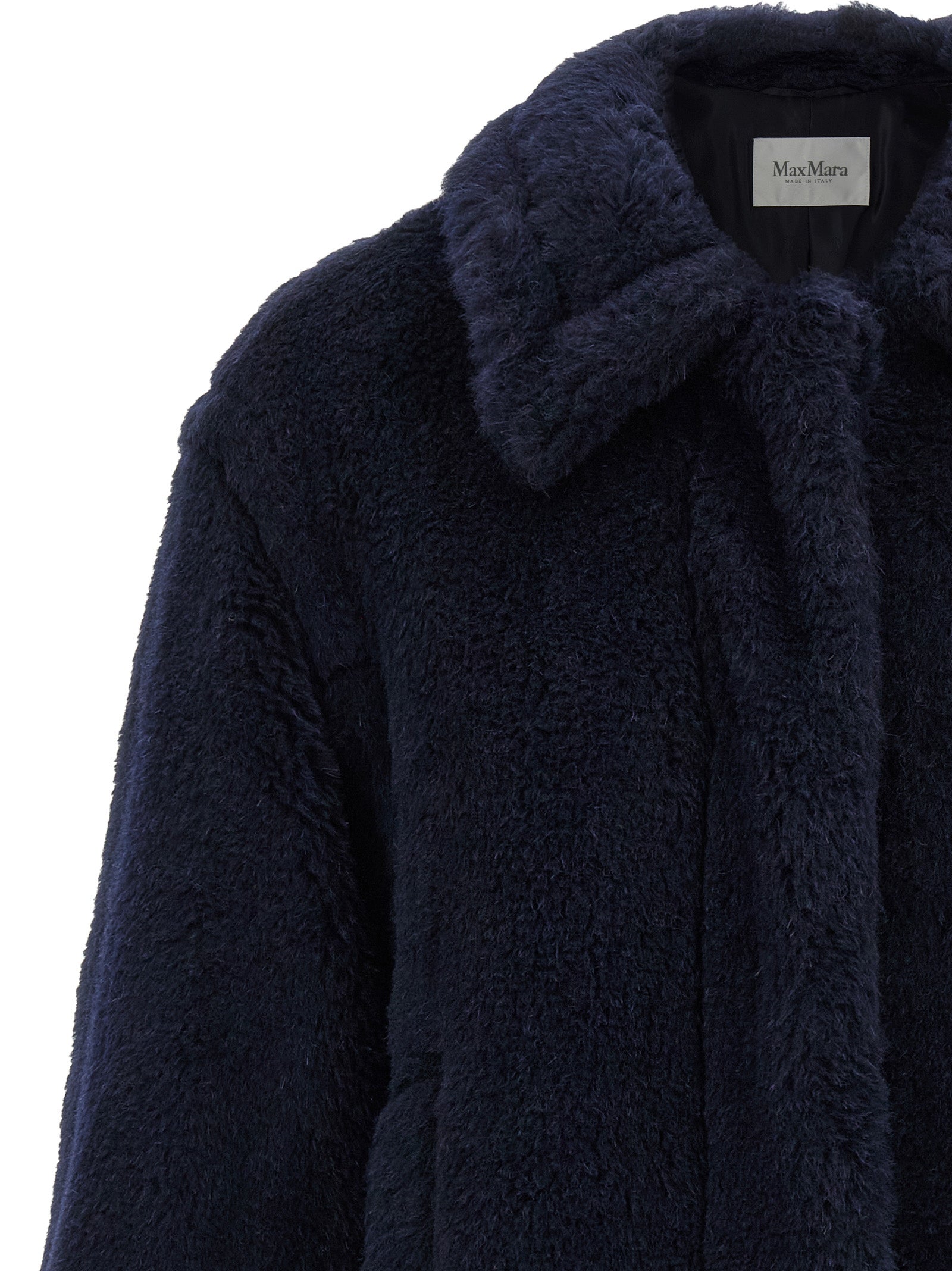 Max Mara Blue Alpaca Leather Coat Max Mara