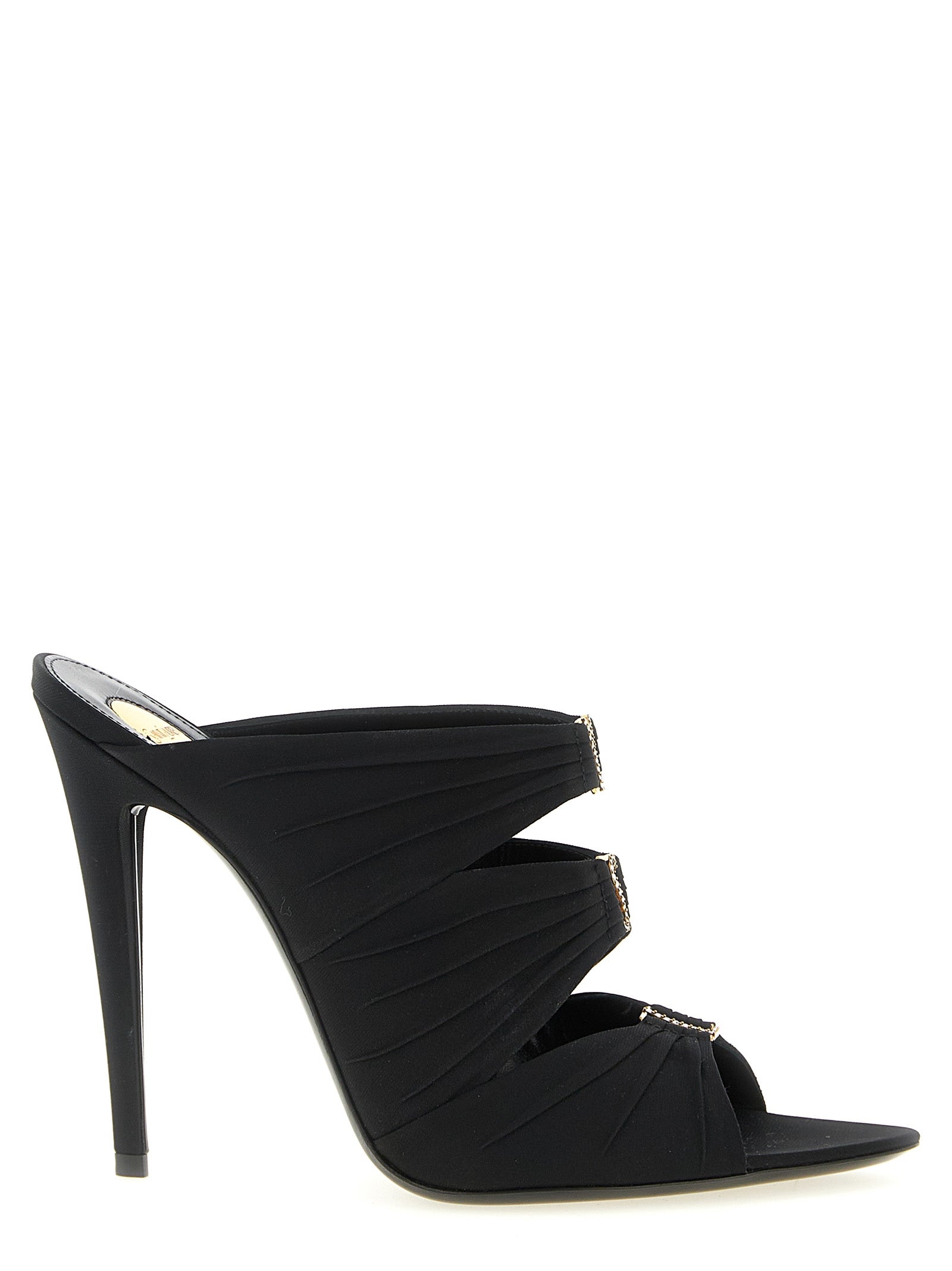 Saint Laurent Black Viscose Stiletto Heel Sandals Saint Laurent