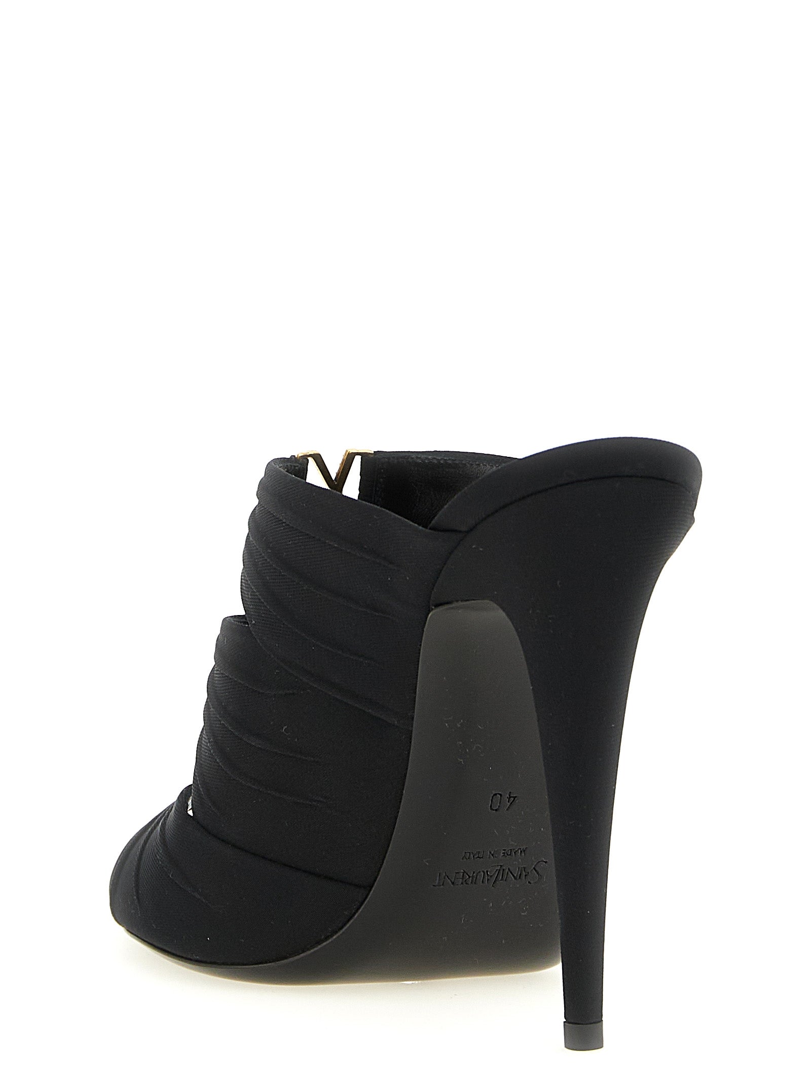 Saint Laurent Black Viscose Stiletto Heel Sandals Saint Laurent