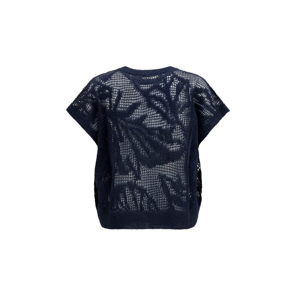 Brunello Cucinelli Blue Linen T-Shirt Brunello Cucinelli