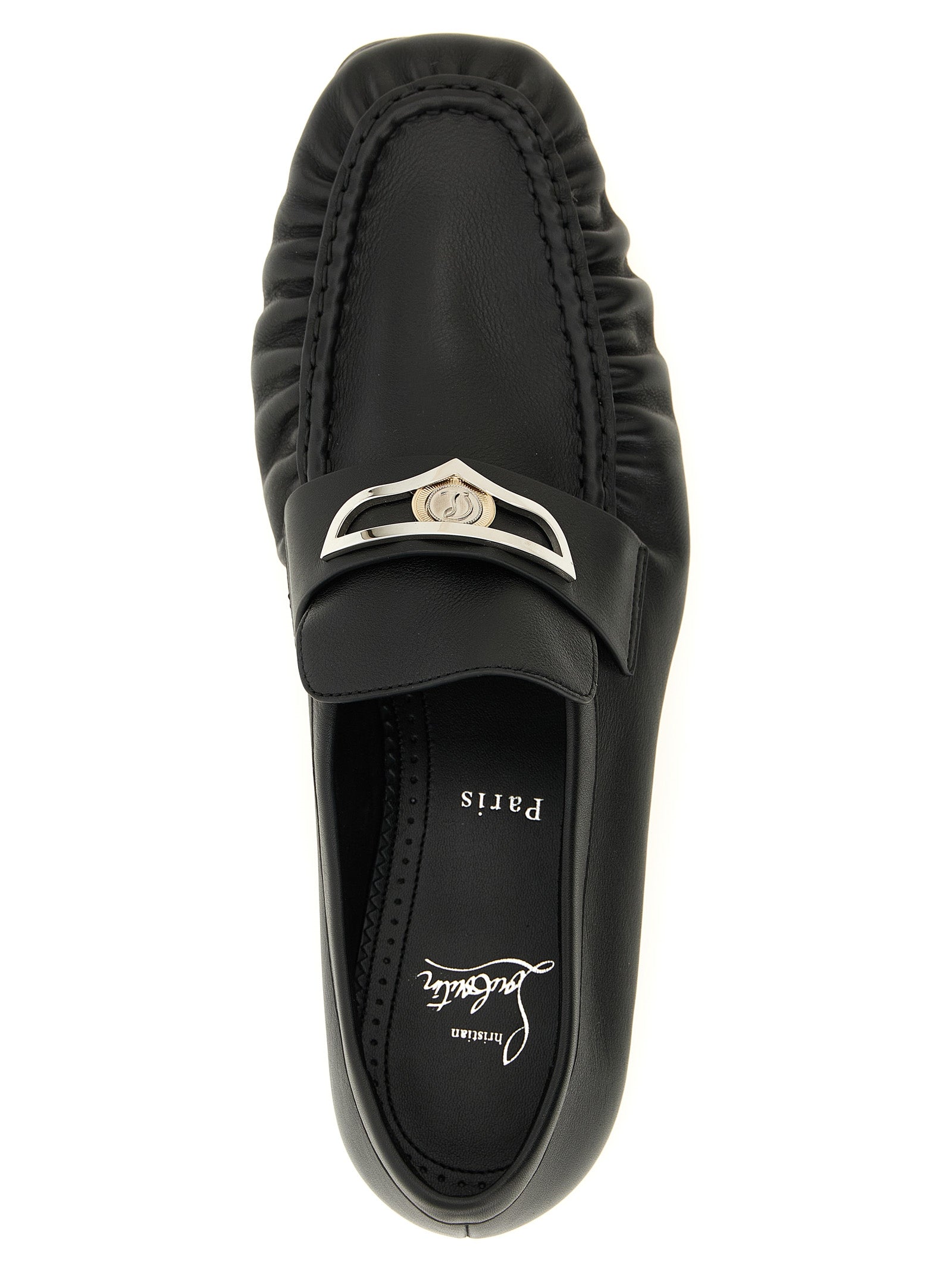 Christian Louboutin Black Calfskin Slip-On Loafers Christian Louboutin