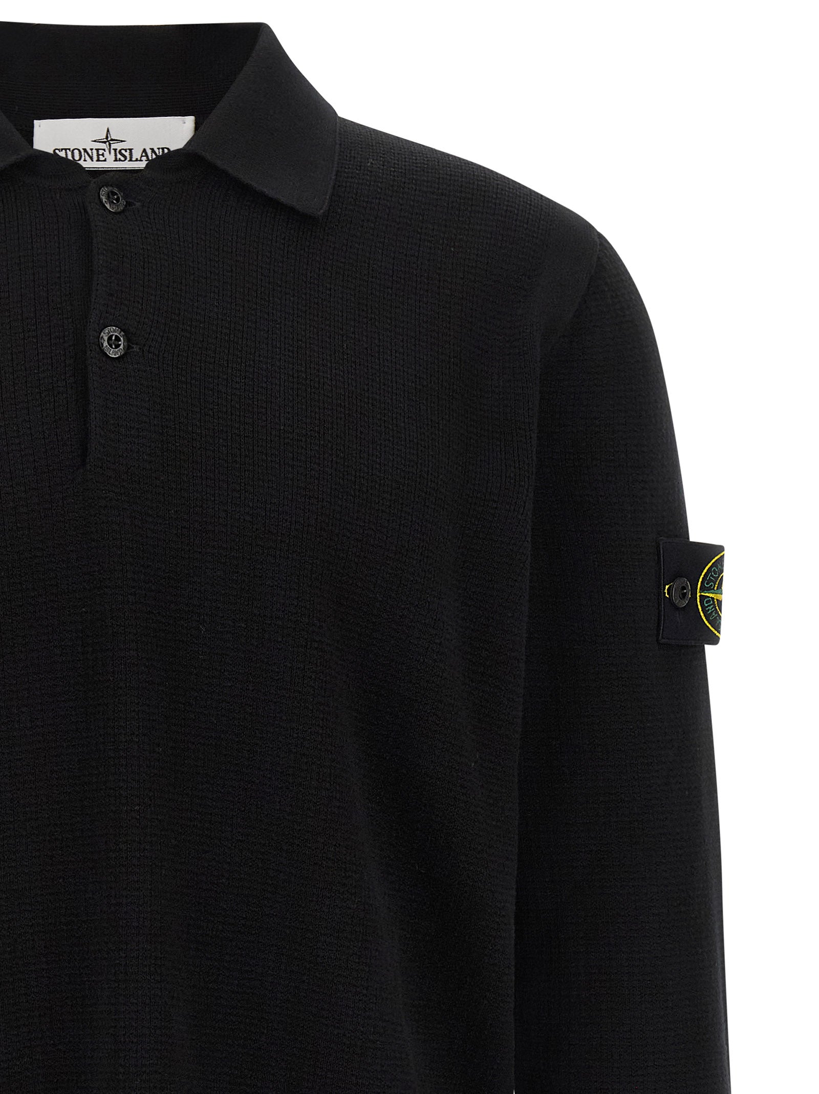 Stone Island Black Cotton Polo Shirt Stone Island