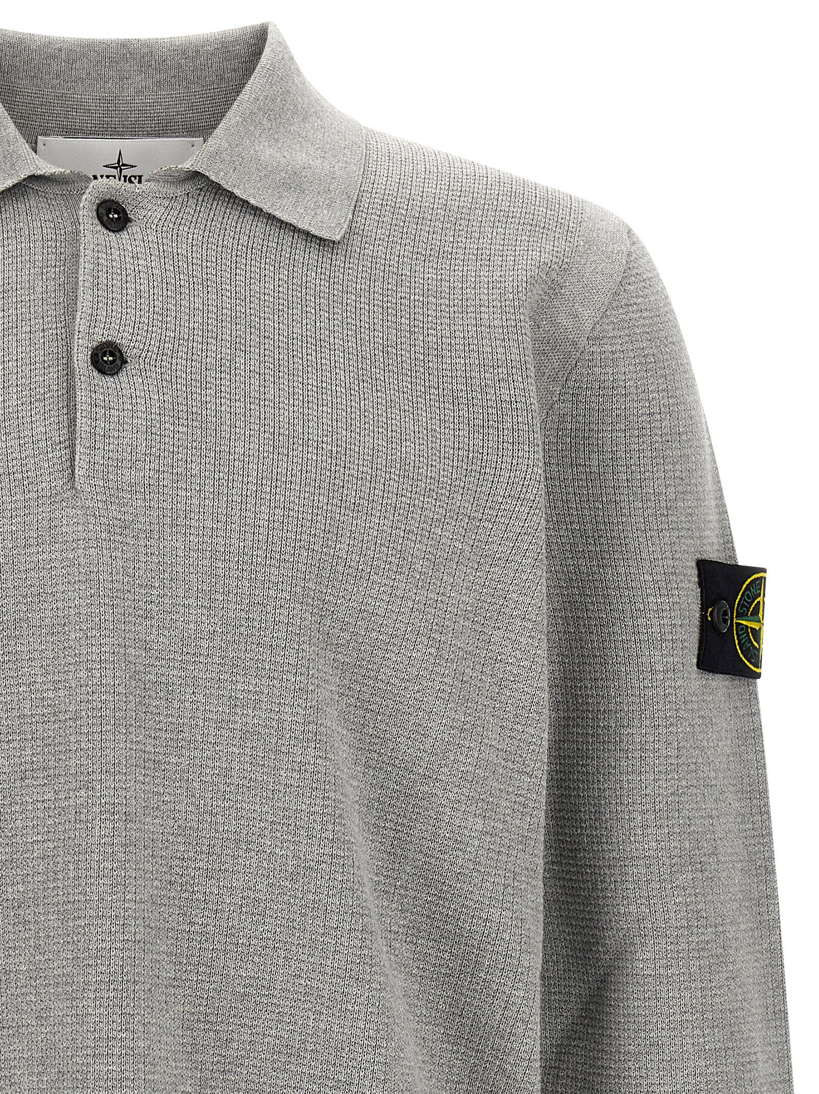 Stone Island Gray Cotton Polo Shirt Stone Island
