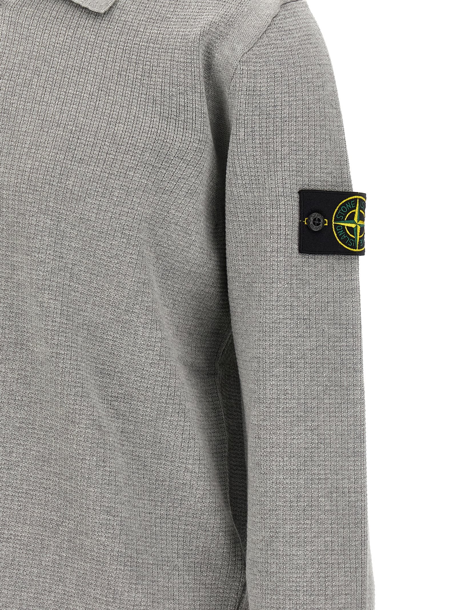 Stone Island Gray Cotton Polo Shirt Stone Island