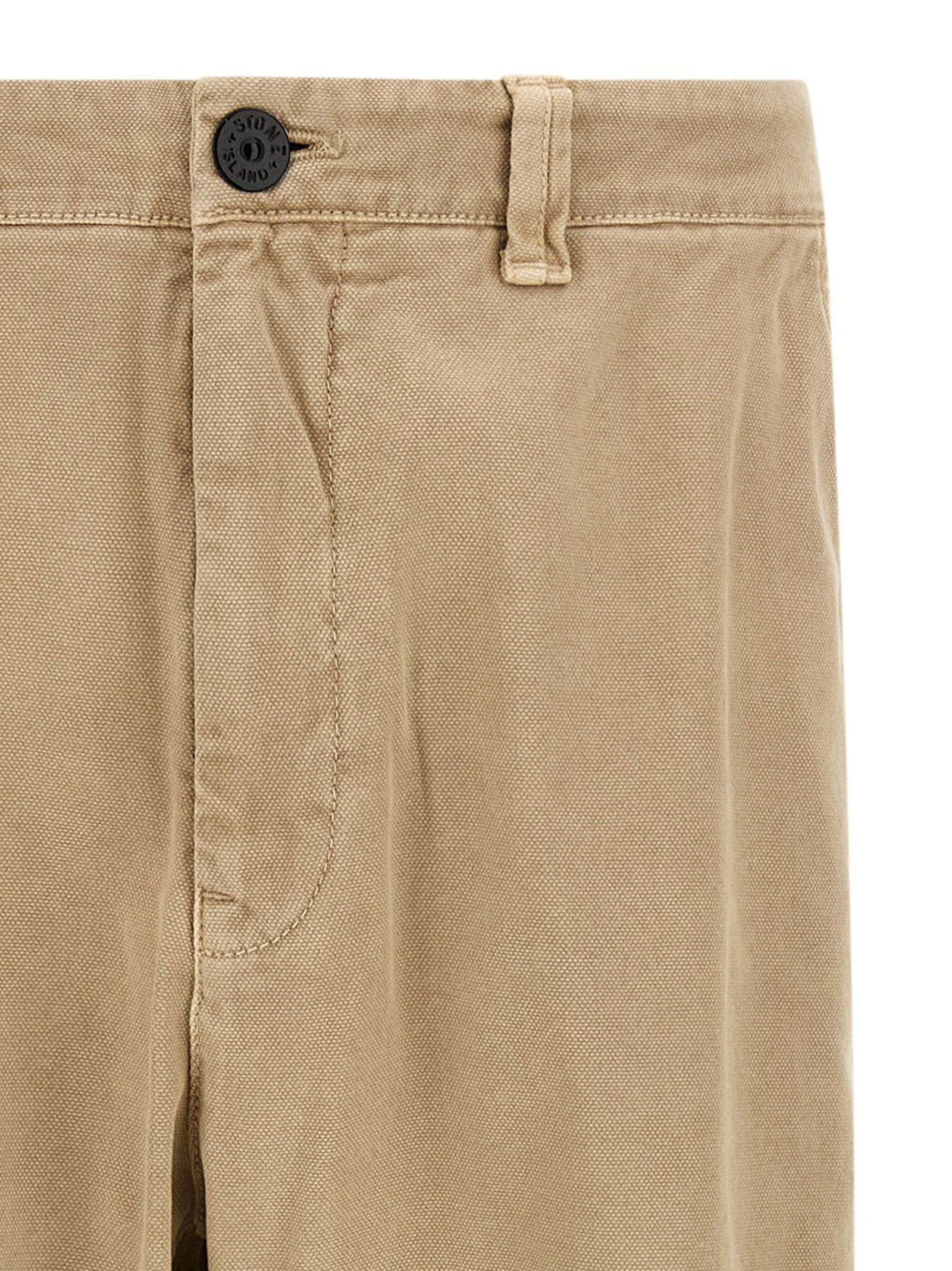 Stone Island Beige Cotton Casual Pants Stone Island