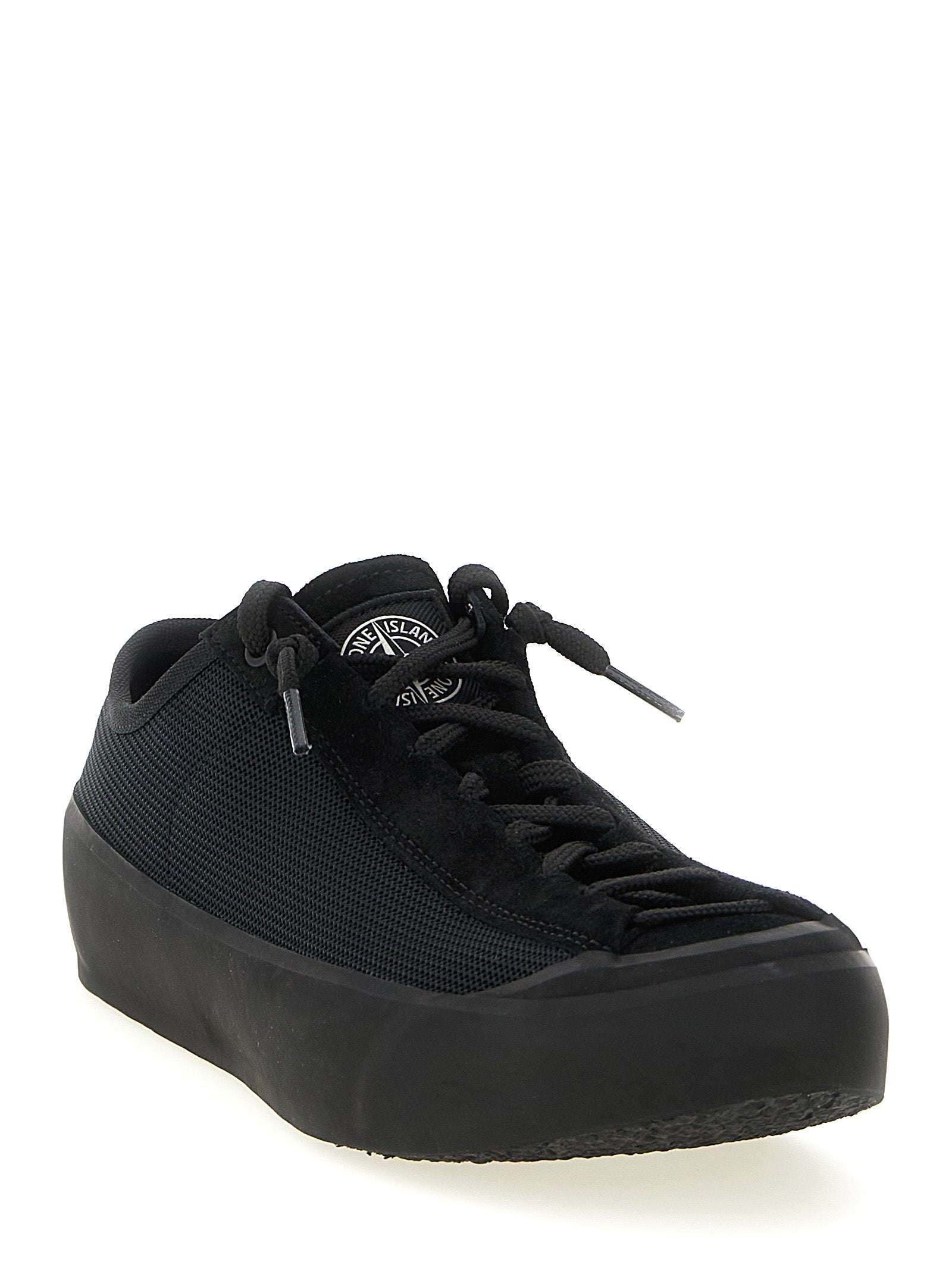 Stone Island Black Calfskin Athletic Sneakers Stone Island