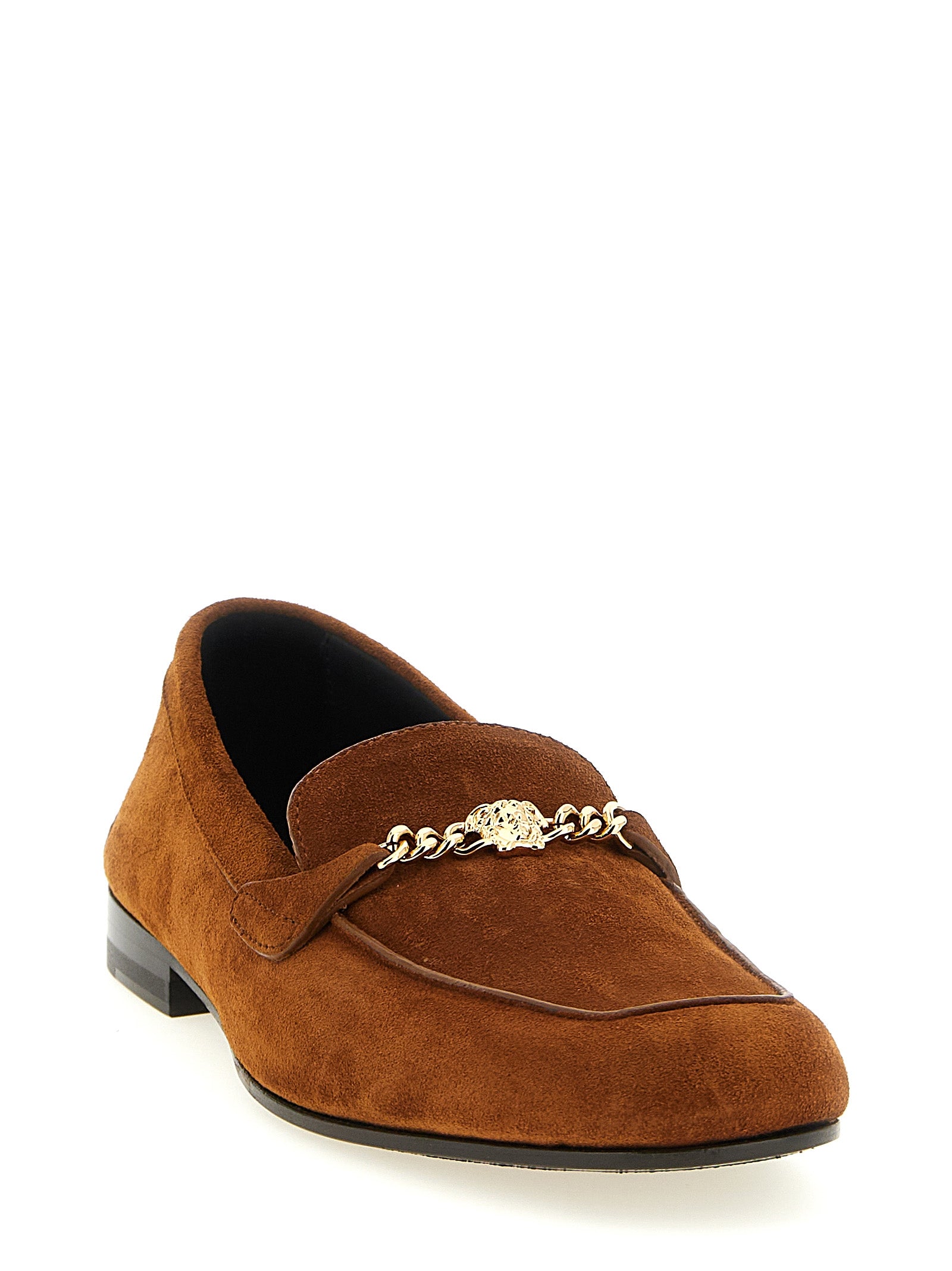 Versace Brown Calfskin Slip-On Loafers Versace