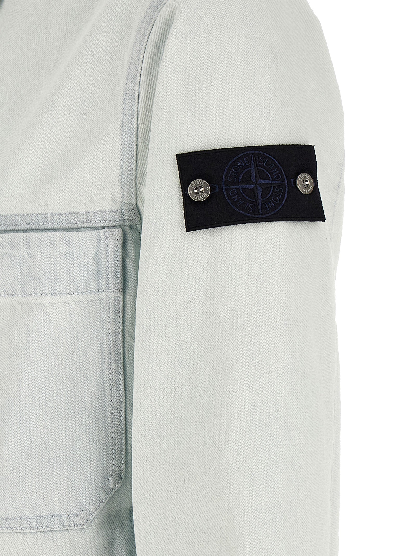 Stone Island Blue Cotton Denim Jacket Stone Island
